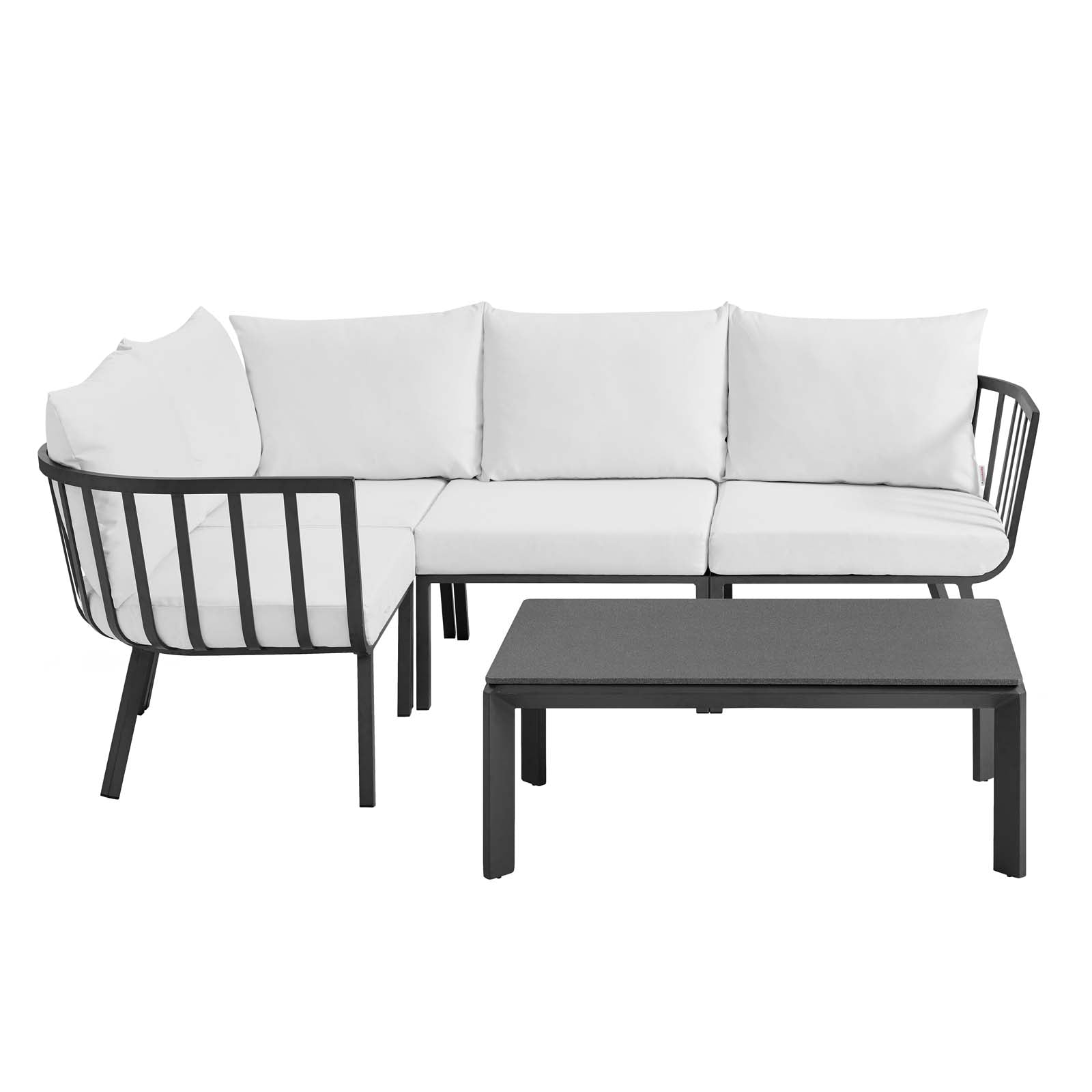 Modway Outdoor Conversation Sets - Riverside 5 Piece Outdoor Patio Aluminum Set Gray White