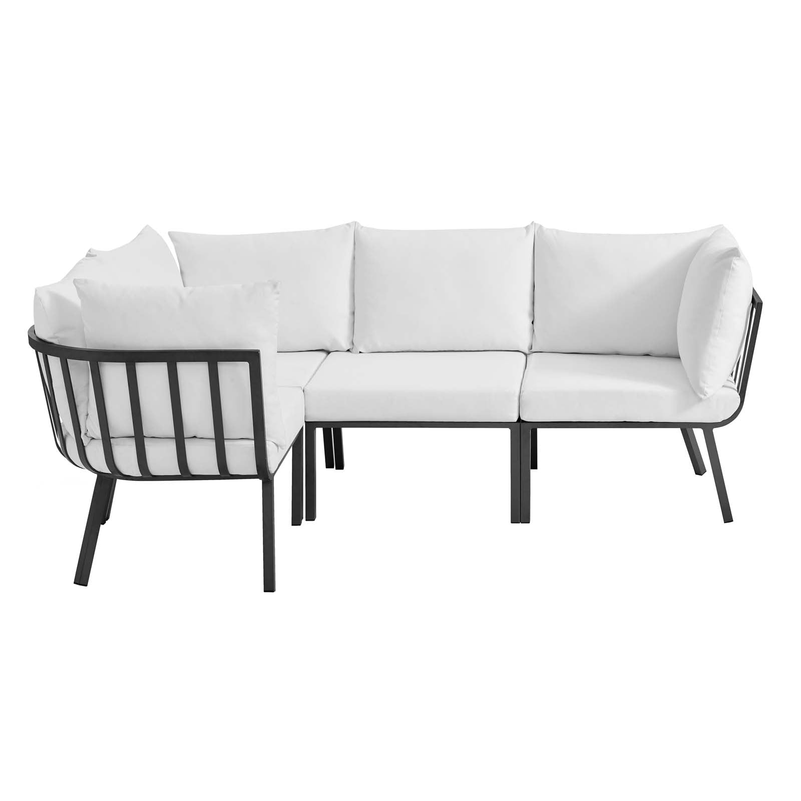 Modway Outdoor Conversation Sets - Riverside 4 Piece Outdoor Patio Aluminum Sectional Gray White