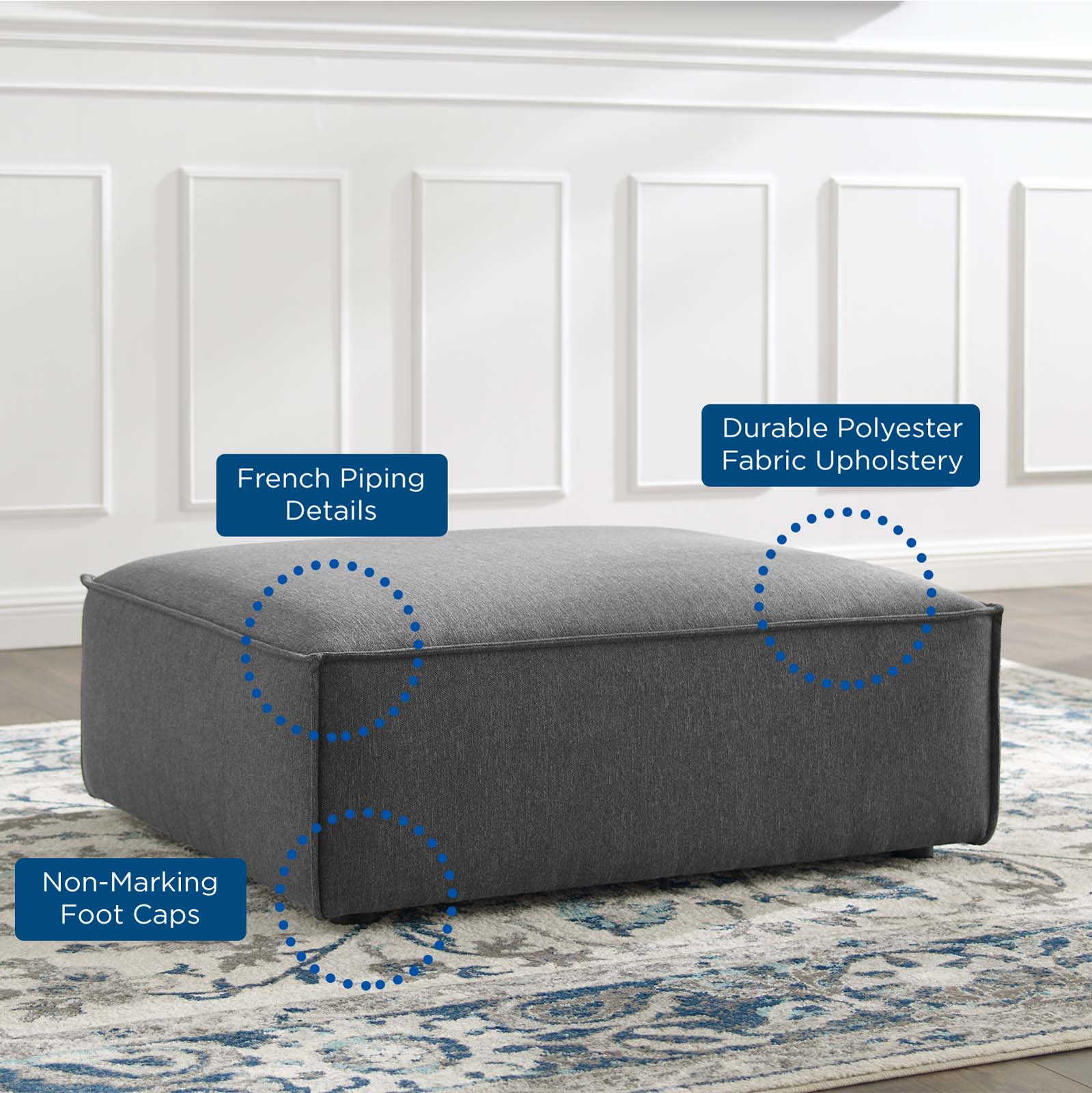 Modway Ottomans & Stools - Restore Ottoman Charcoal