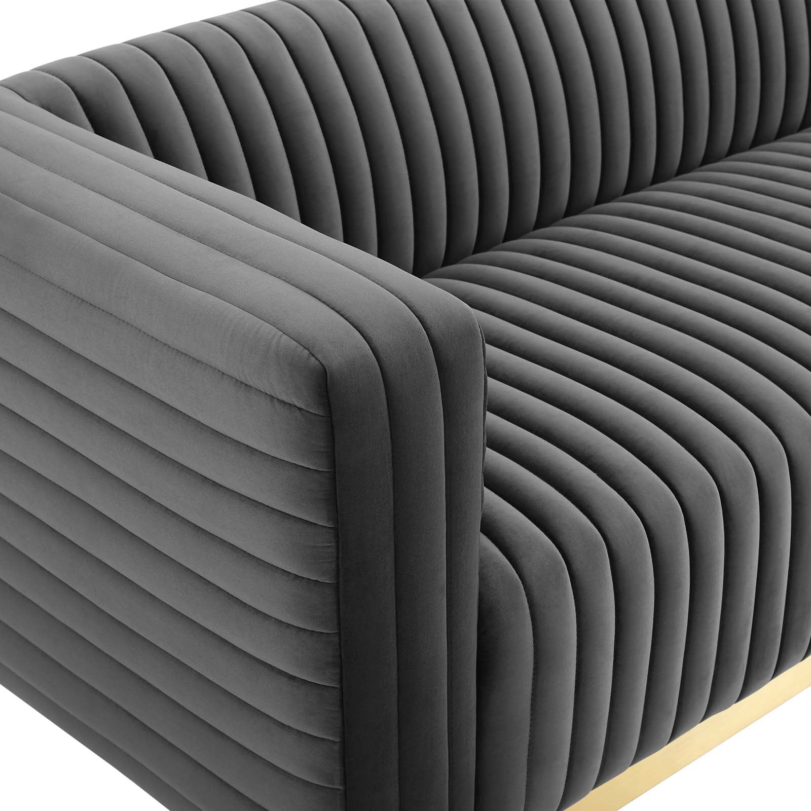 Modway Sofas & Couches - Charisma Channel Tufted Performance Velvet Living Room Sofa Charcoal