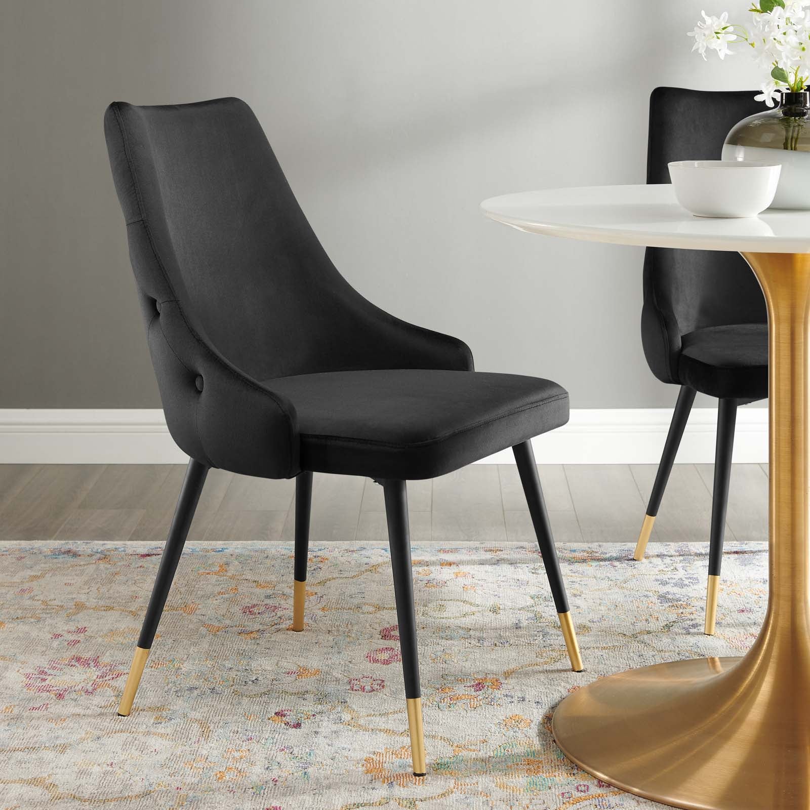 Modway Dining Chairs - Adorn Tufted Performance Velvet Dining Side Chair Black