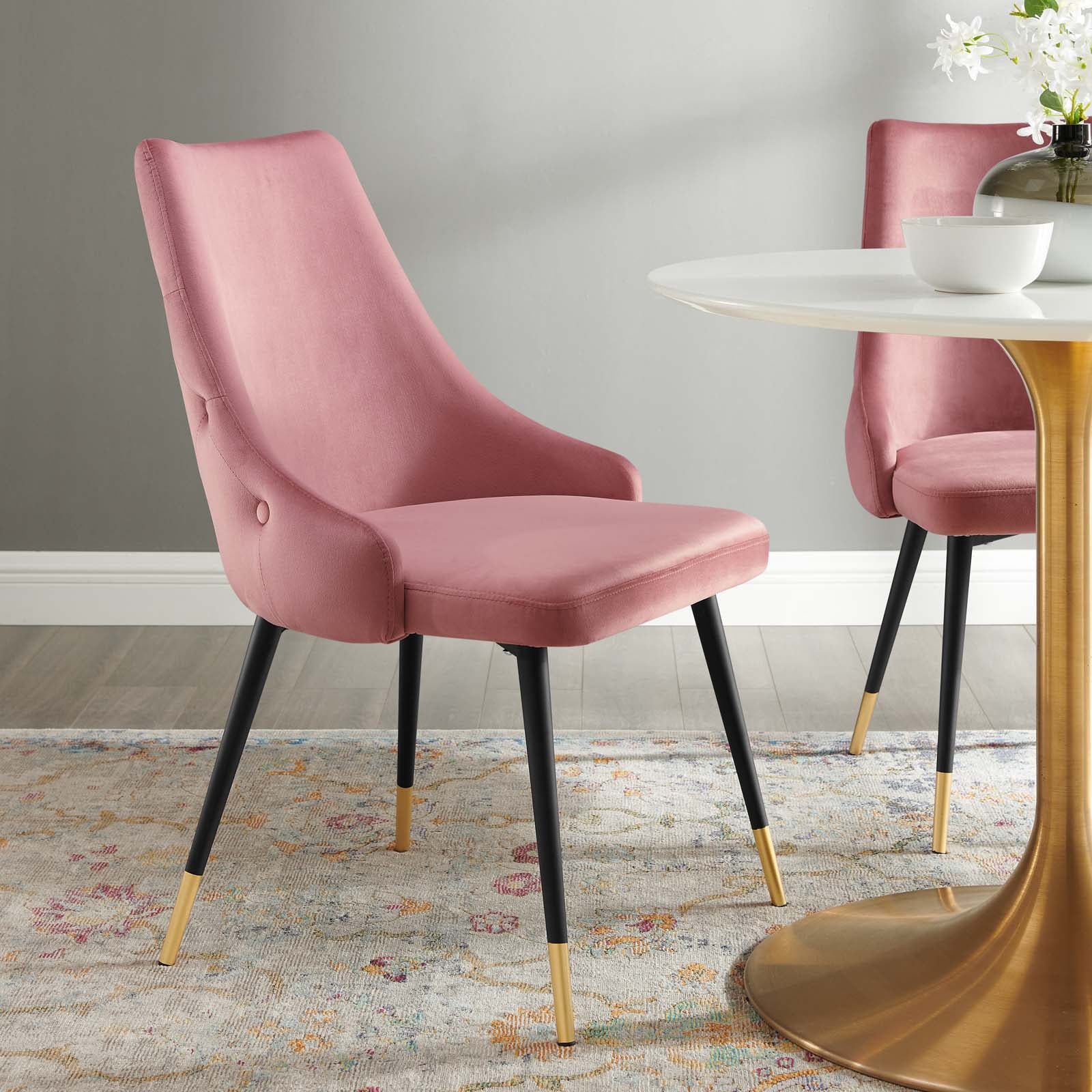 Modway Dining Chairs - Adorn Tufted Performance Velvet Dining Side Chair Dusty Rose