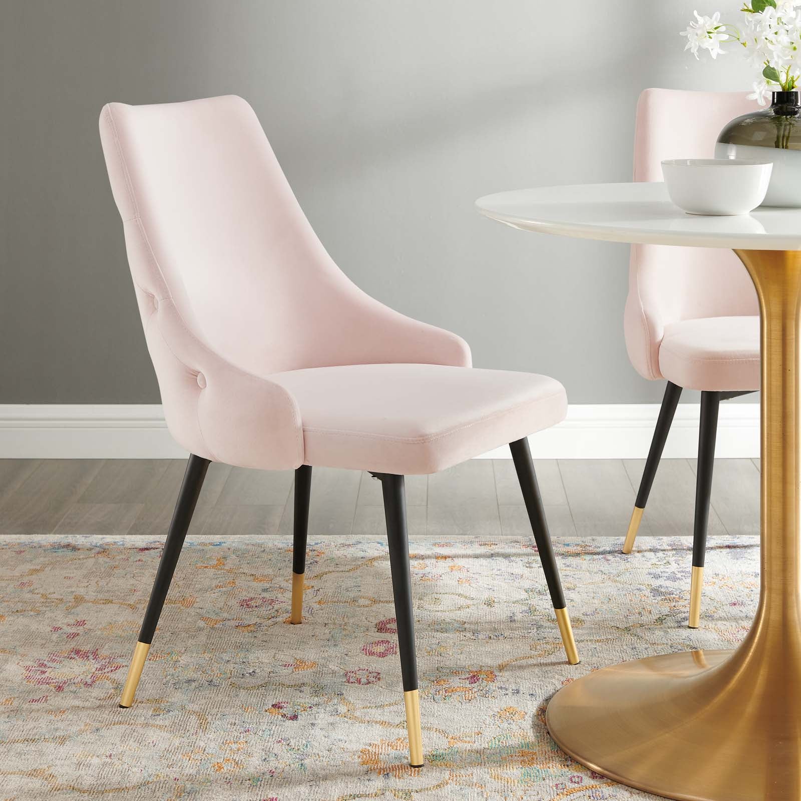 Pink tufted dining chair hot sale