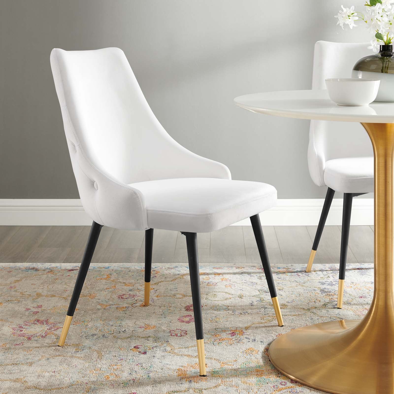 Modway Dining Chairs - Adorn Tufted Performance Velvet Dining Side Chair White