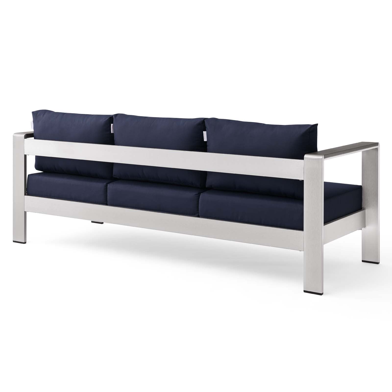 Modway Outdoor Sofas - Shore Outdoor Patio Aluminum Sofa Silver Navy