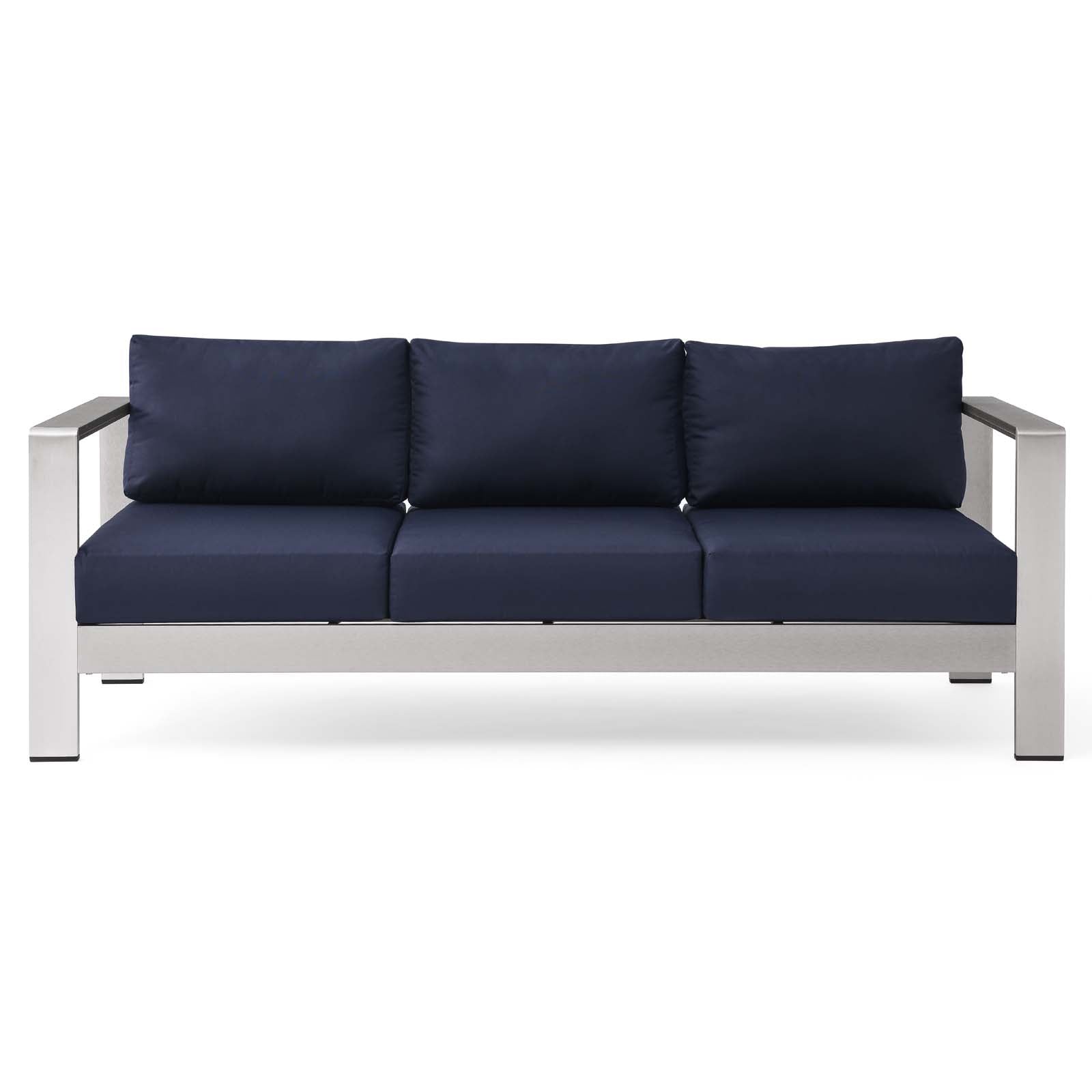 Modway Outdoor Sofas - Shore Outdoor Patio Aluminum Sofa Silver Navy