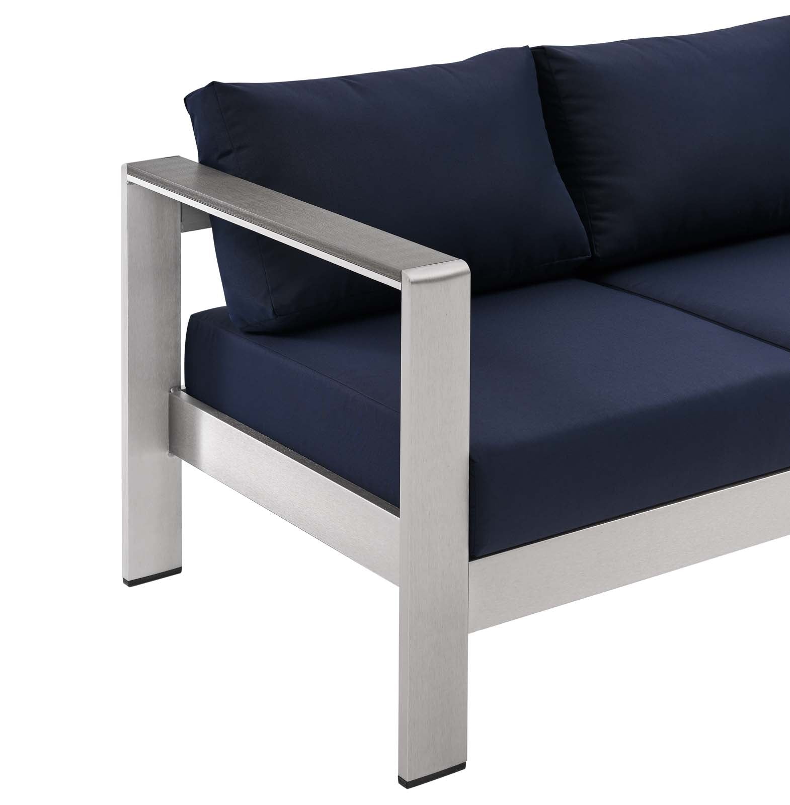 Modway Outdoor Sofas - Shore Outdoor Patio Aluminum Sofa Silver Navy