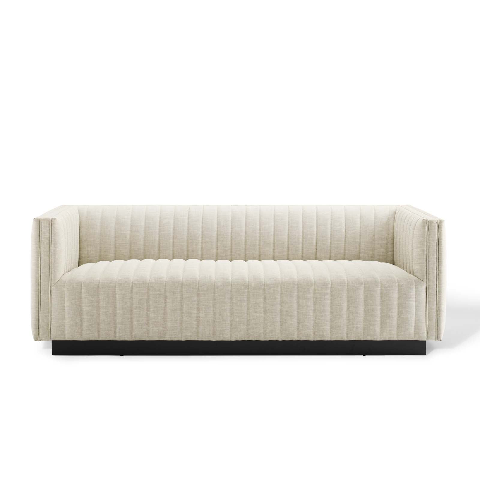 Modway Sofas & Couches - Conjure Tufted Upholstered Fabric Sofa Beige