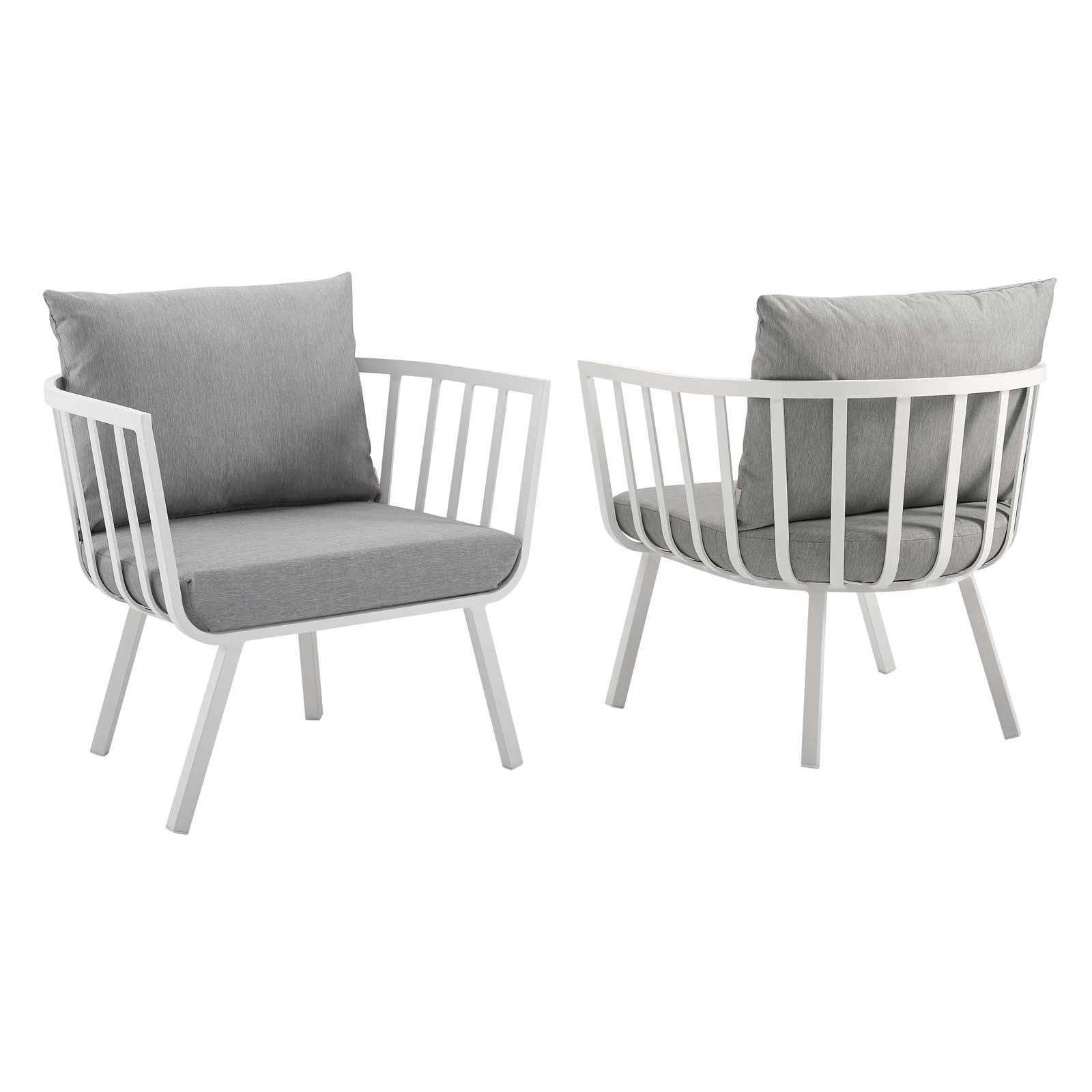 Modway Outdoor Conversation Sets - Riverside Outdoor Patio Aluminum Armchair Set of 2 White Gray