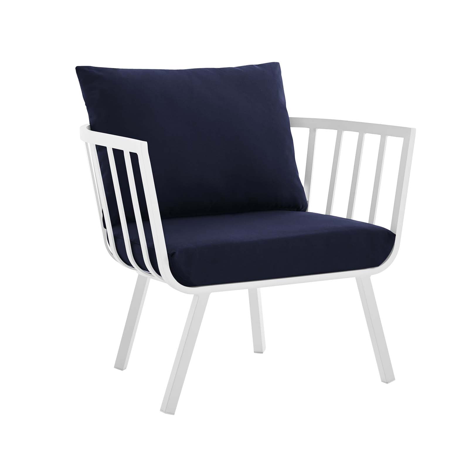 Modway Outdoor Conversation Sets - Riverside Outdoor Patio Aluminum Armchair Set of 2 White Navy