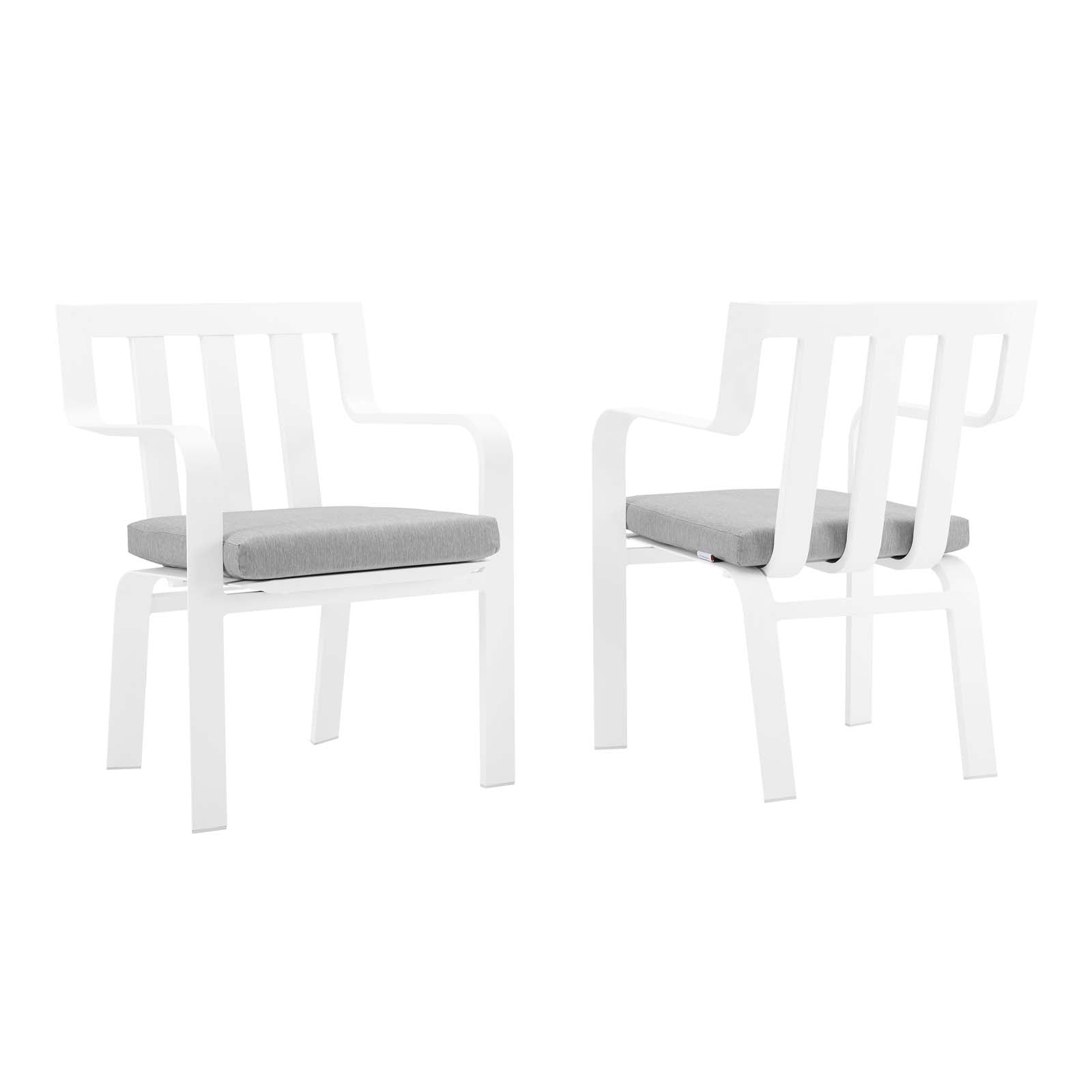 Modway Outdoor Chairs - Baxley Outdoor Patio Aluminum Armchair Set of 2 White Gray