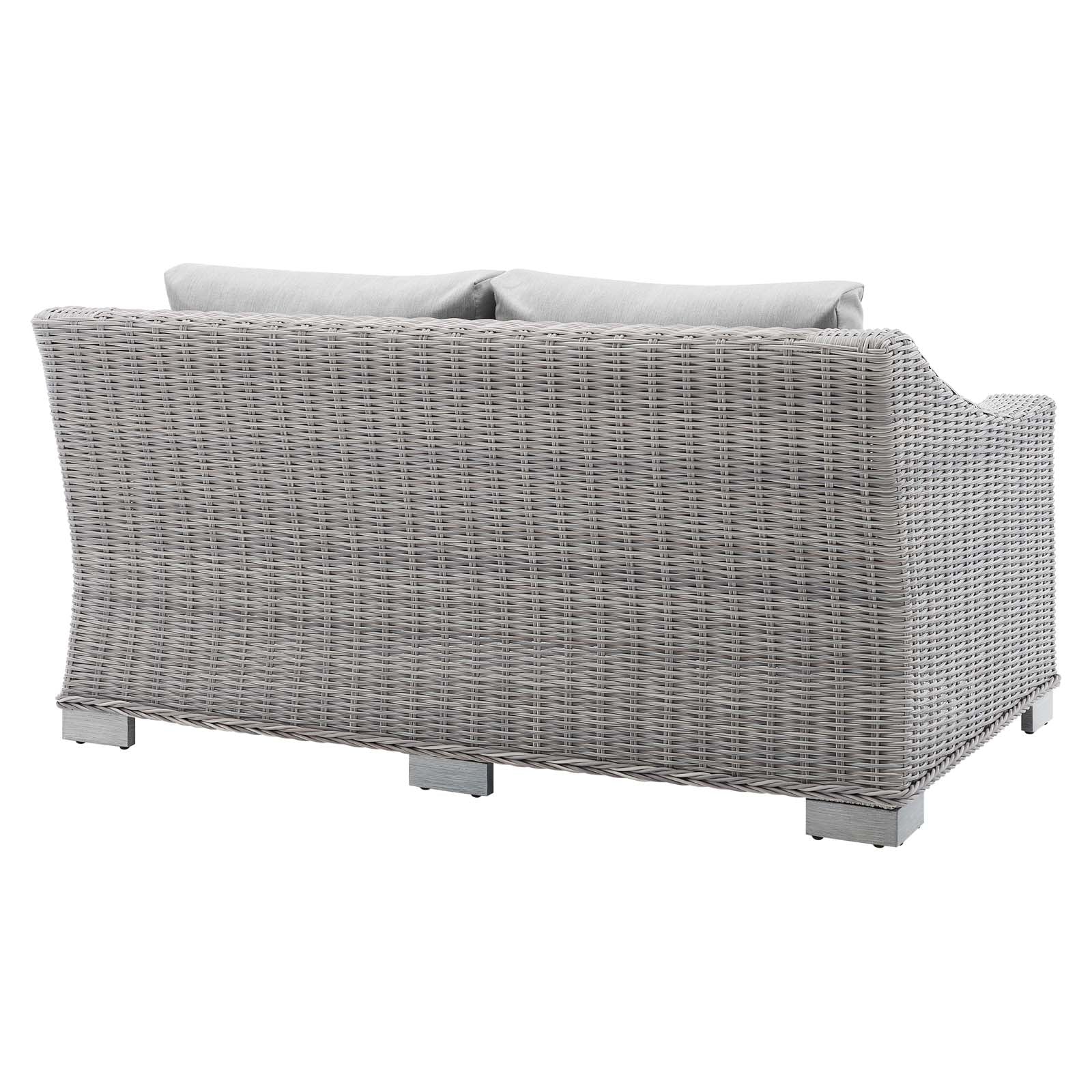 Modway Outdoor Sofas - Conway Sunbrella Outdoor Patio Wicker Rattan Loveseat Light Gray