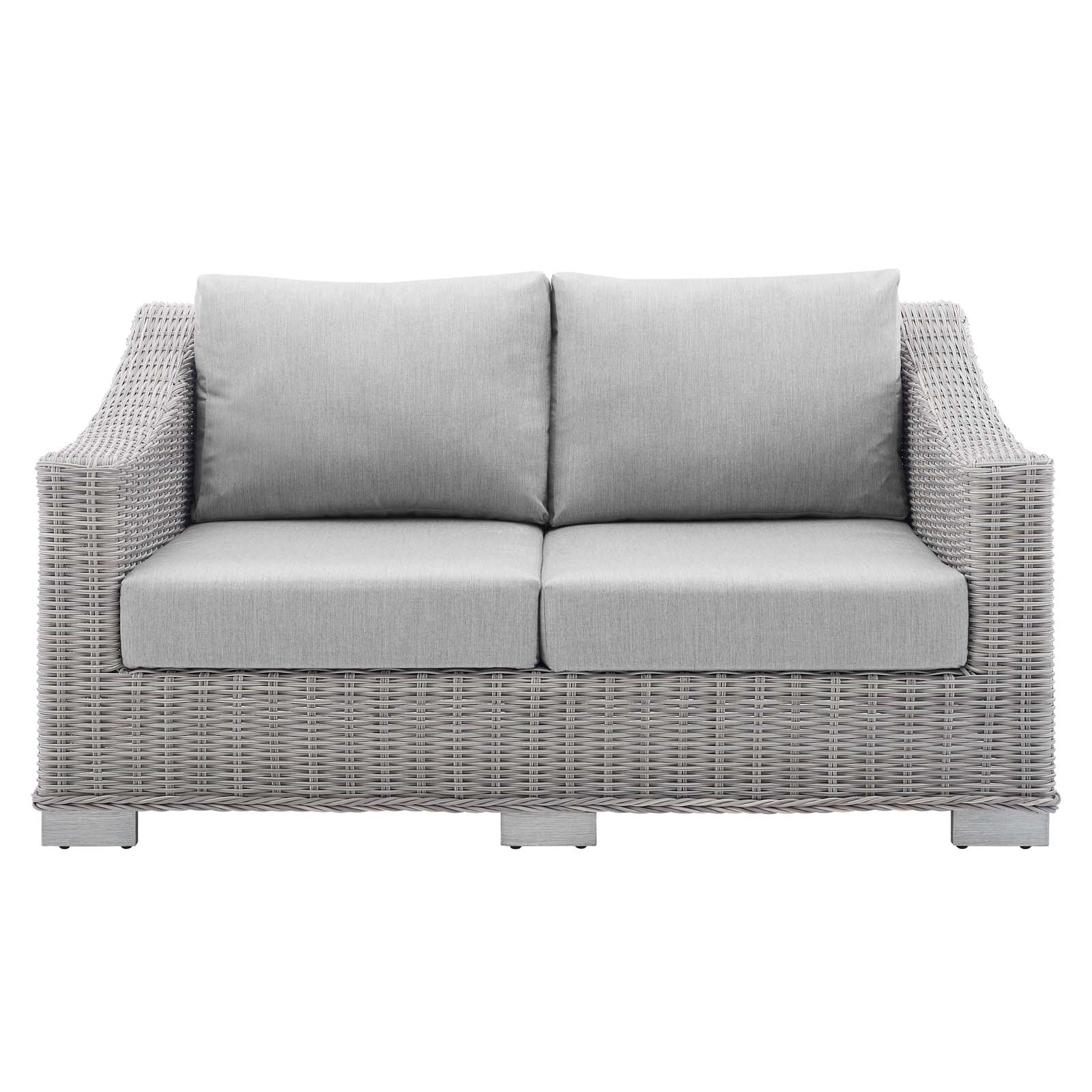 Modway Outdoor Sofas - Conway Sunbrella Outdoor Patio Wicker Rattan Loveseat Light Gray