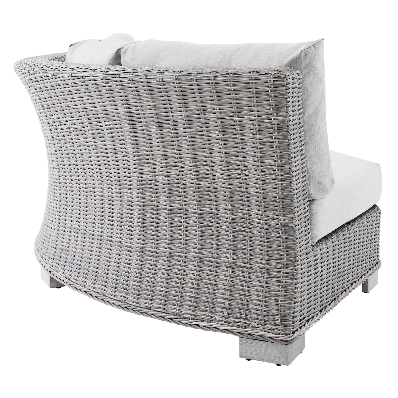 Modway Outdoor Chairs - Conway Sunbrella Outdoor Patio Wicker Rattan Round Corner Chair Light Gray