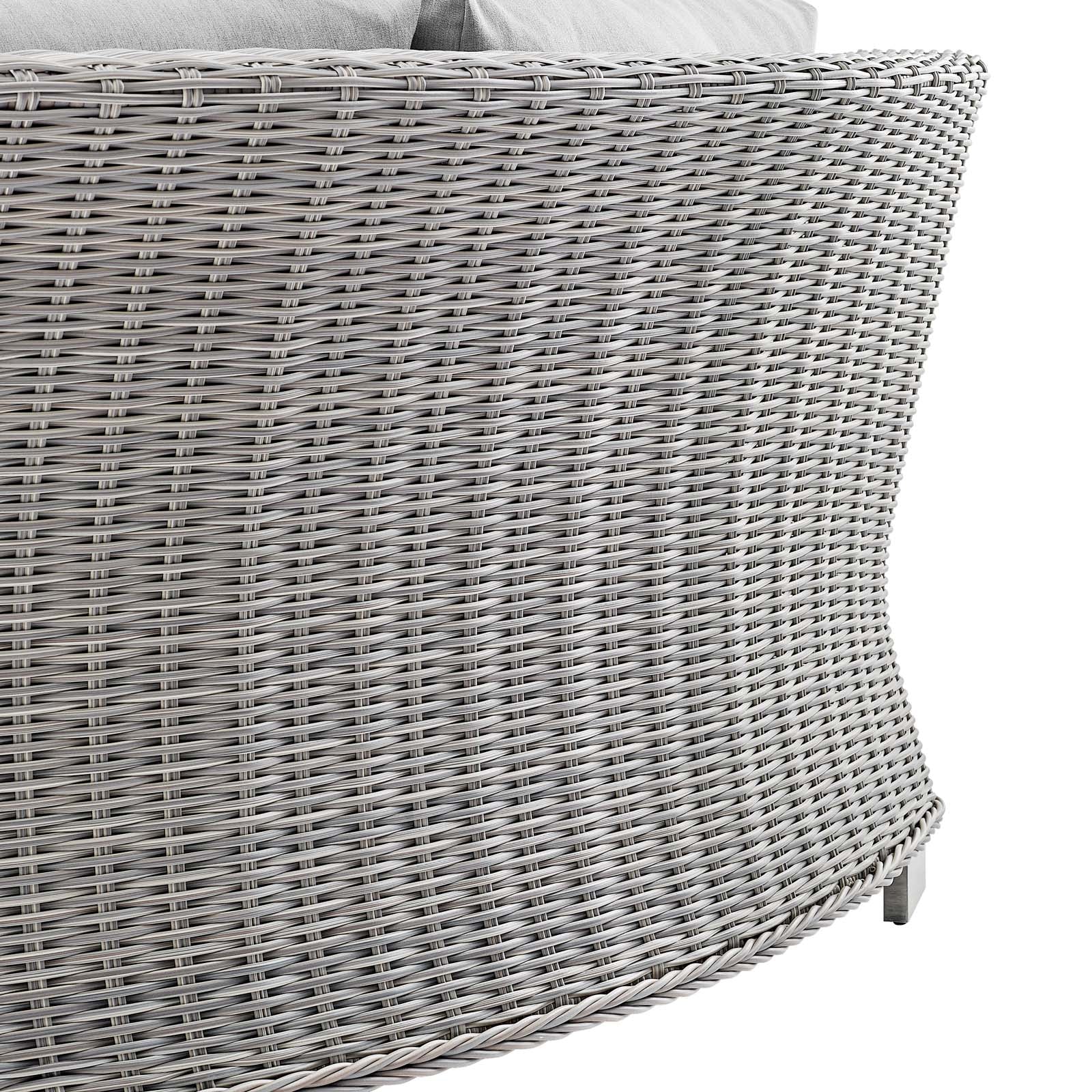 Modway Outdoor Chairs - Conway Sunbrella Outdoor Patio Wicker Rattan Round Corner Chair Light Gray