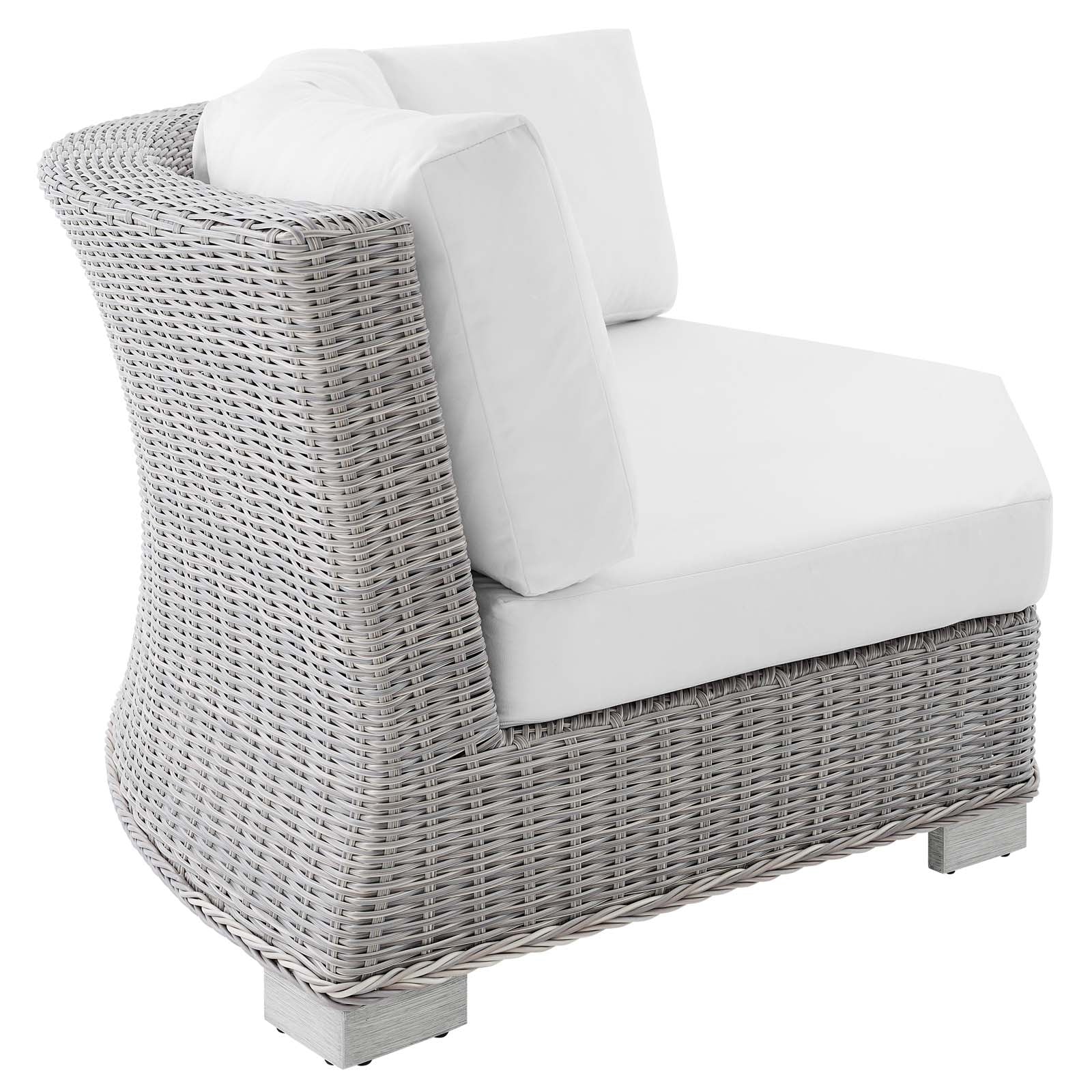 Modway Outdoor Chairs - Conway Sunbrella Outdoor Patio Wicker Rattan Round Corner Chair Light Gray White