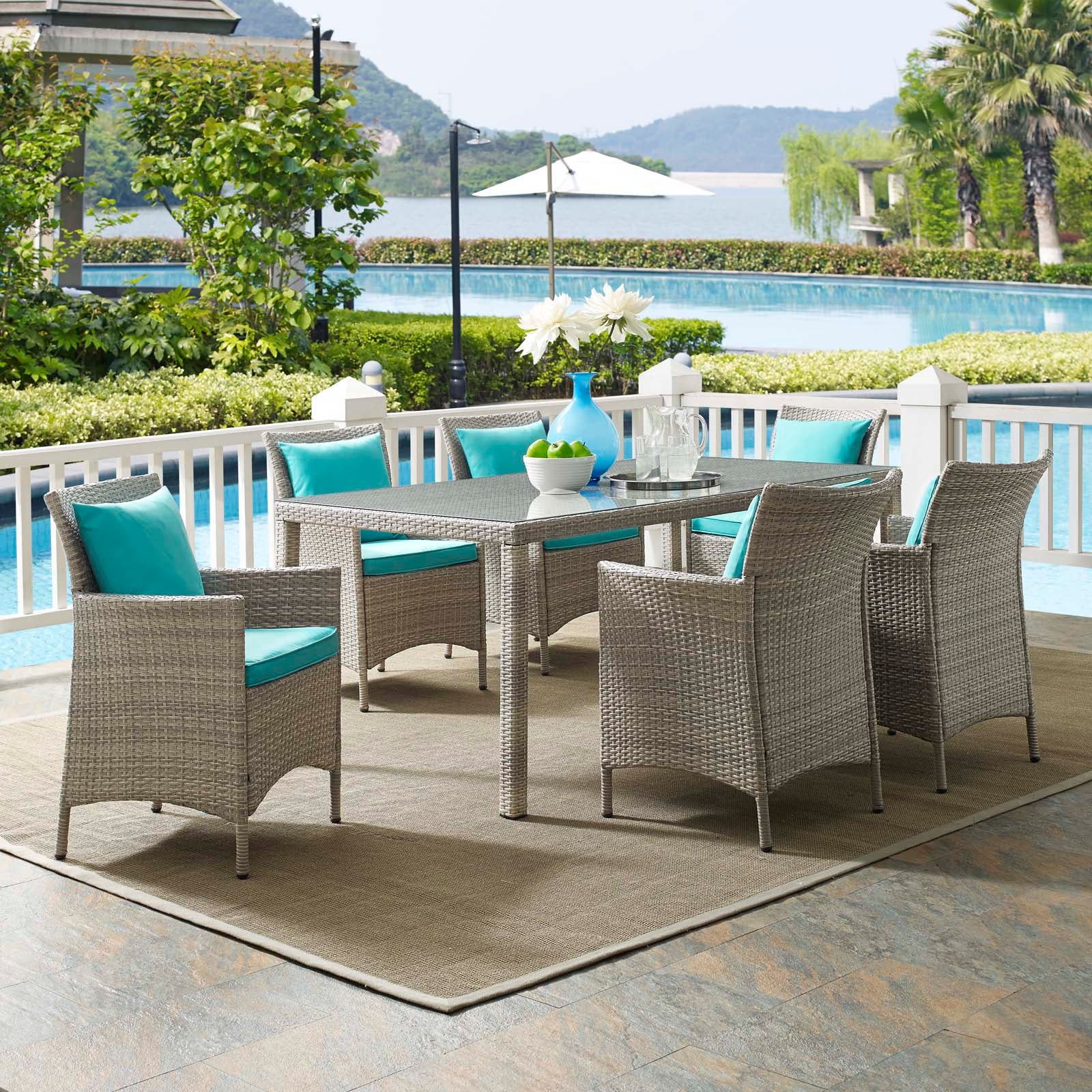 Turquoise outdoor store dining set