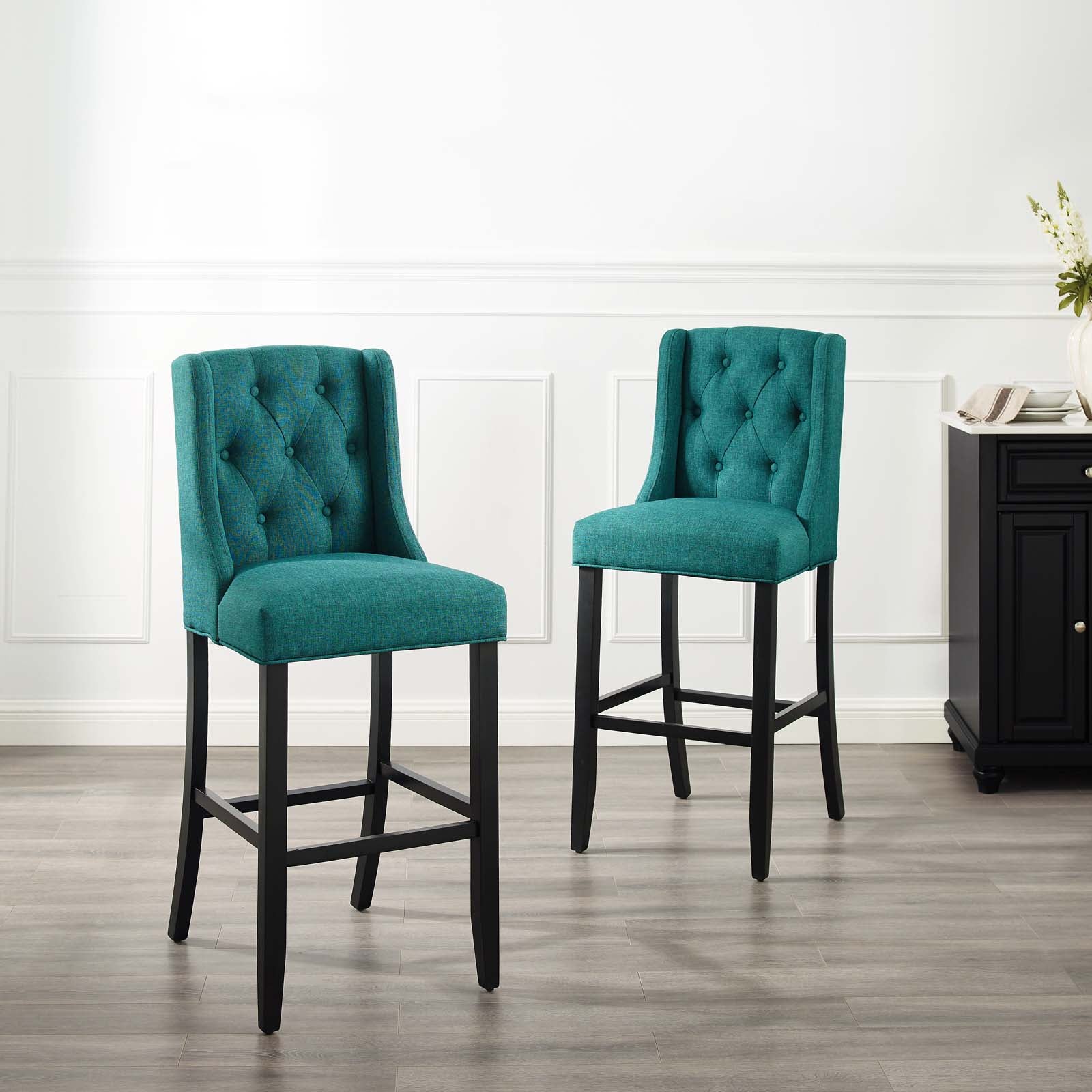 Teal fabric best sale bar stools