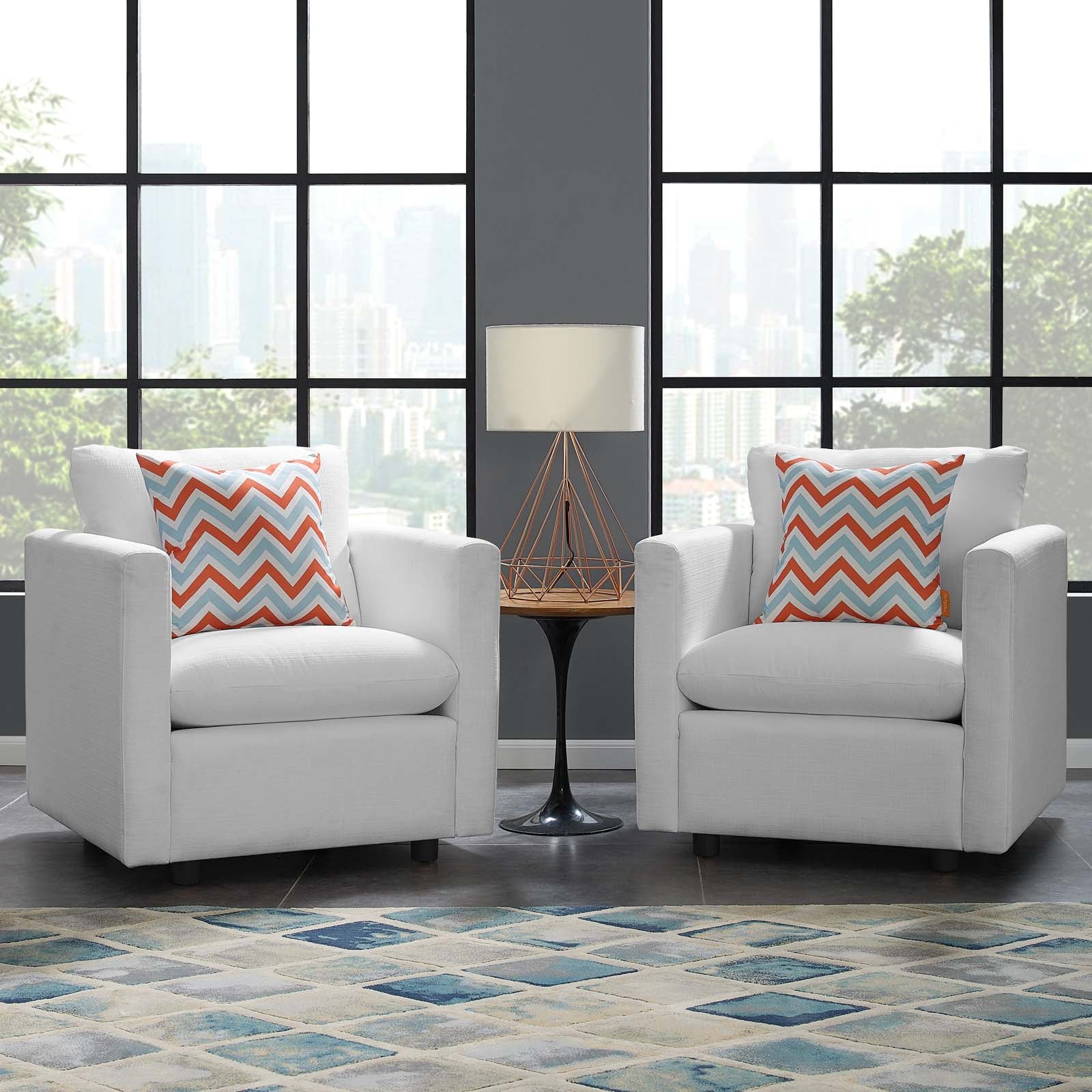 Modway Living Room Sets - Activate Upholstered Fabric Armchair ( Set Of 2 ) White