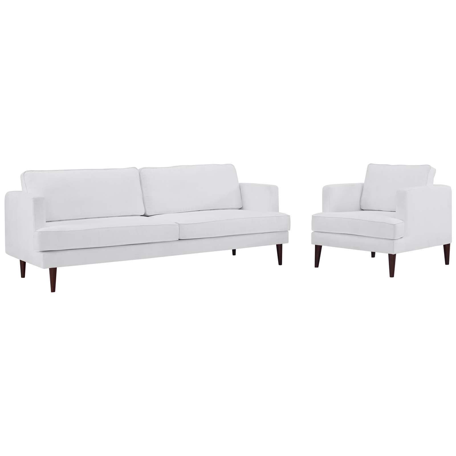 Modway Living Room Sets - Agile Upholstered Fabric Sofa And Armchair Set White