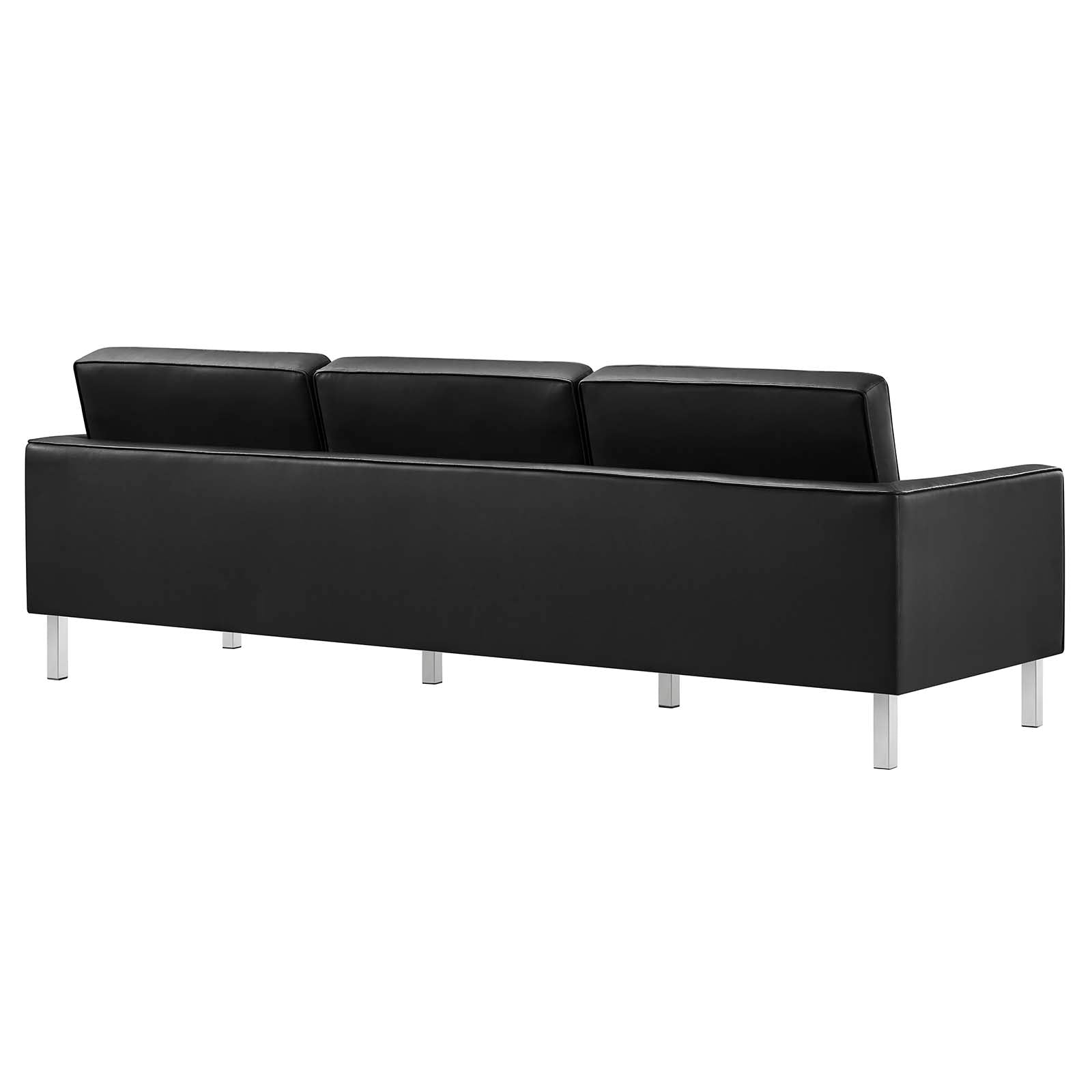 Modway Living Room Sets - Loft-Tufted-Vegan-Leather-2-Piece-Furniture-Set-Silver-Black