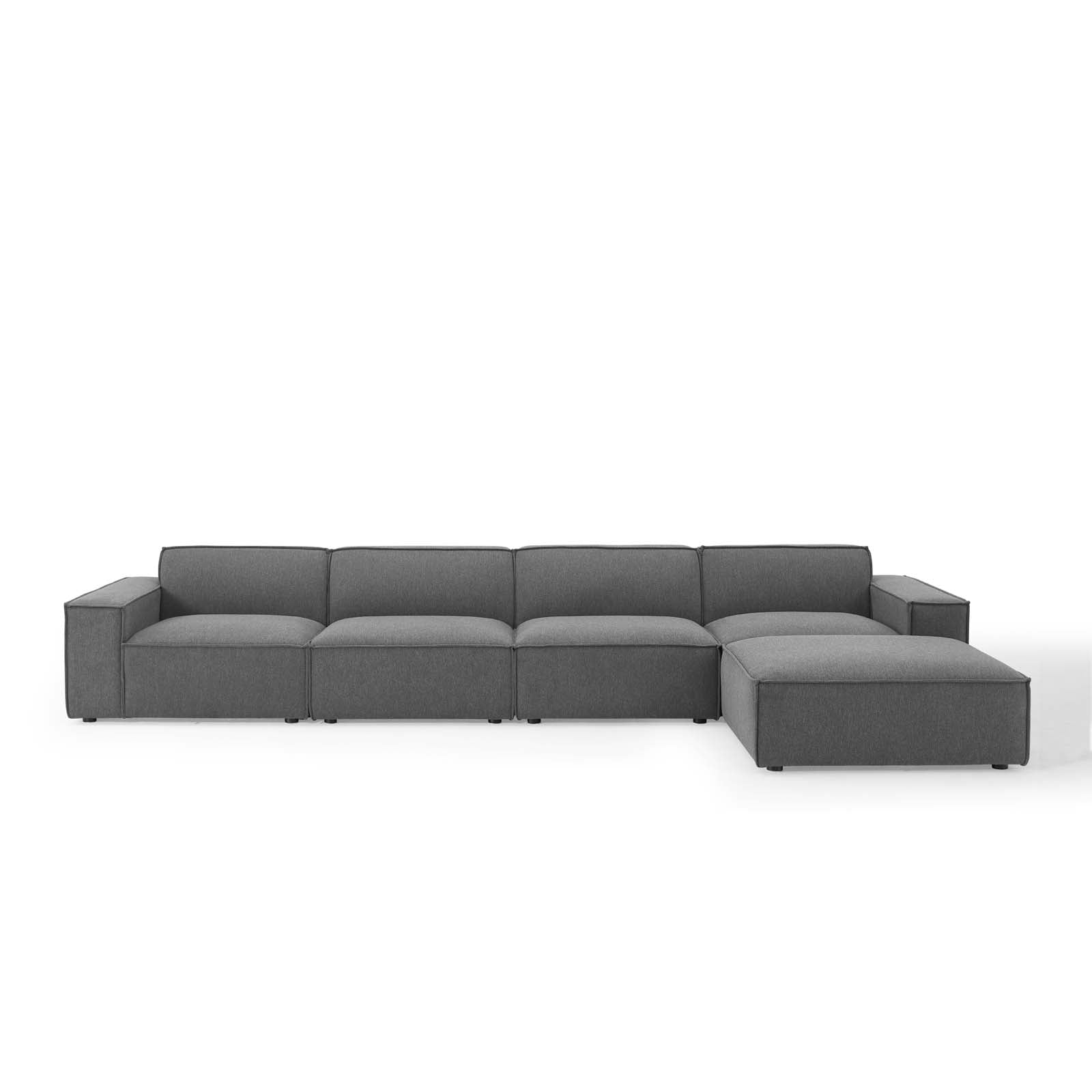 Modway Sectional Sofas - 164" Restore 5-Piece Sectional Sofa Charcoal