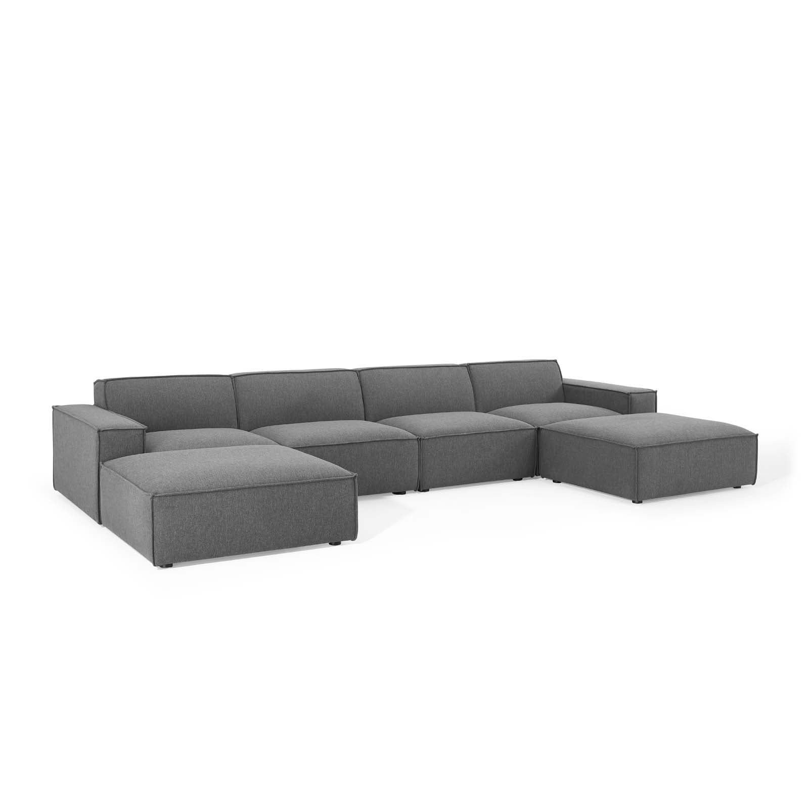 Modway Sectional Sofas - 164" Restore 6-Piece Sectional Sofa Charcoal