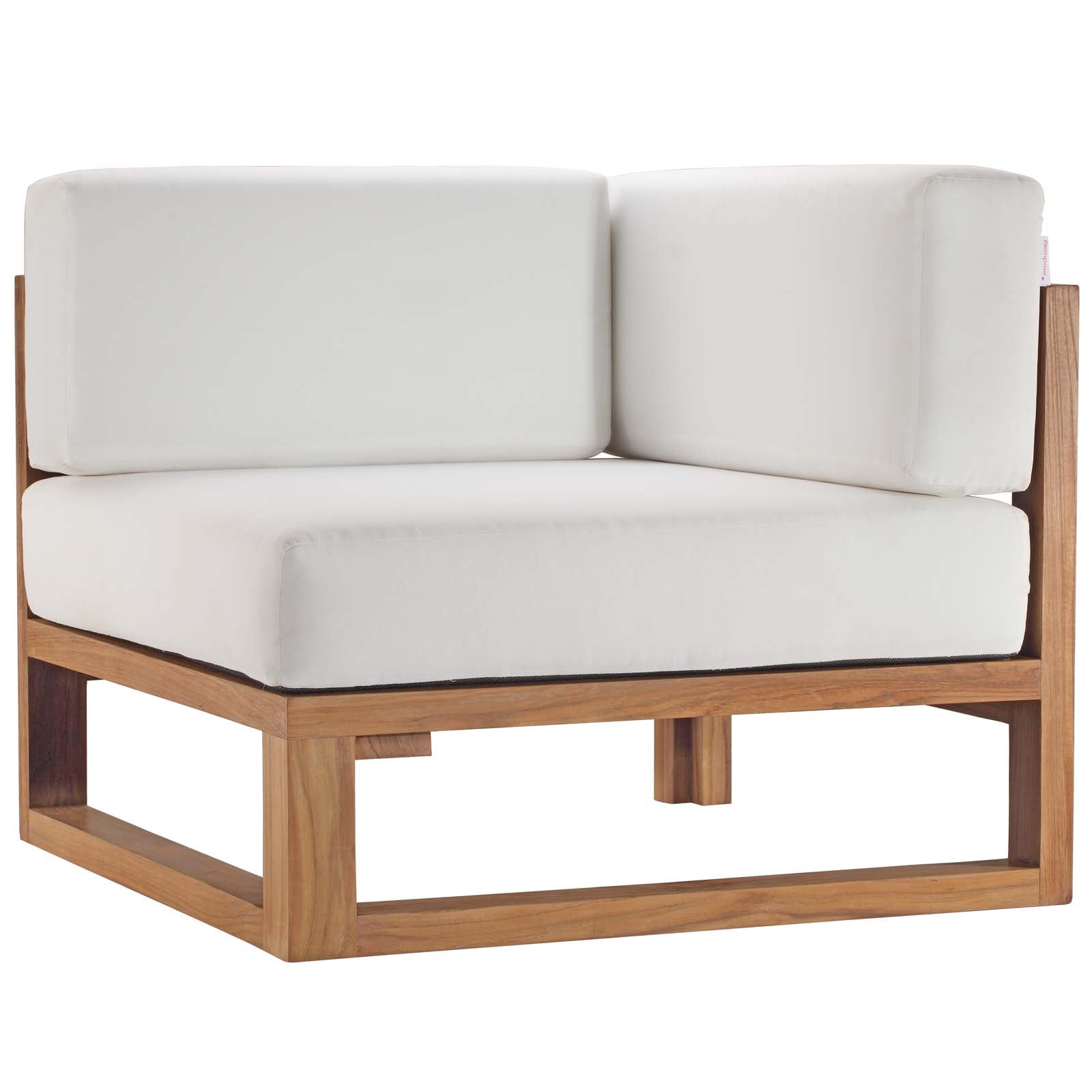 Modway Outdoor Chairs - Upland Outdoor Patio Teak Wood Corner Chair Natural White