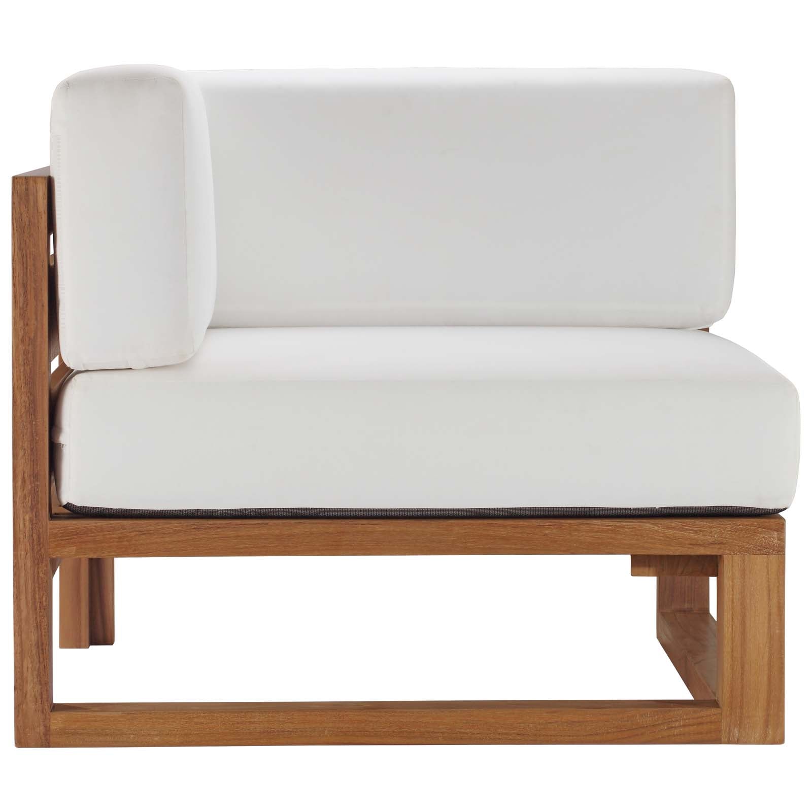 Modway Outdoor Chairs - Upland Outdoor Patio Teak Wood Corner Chair Natural White