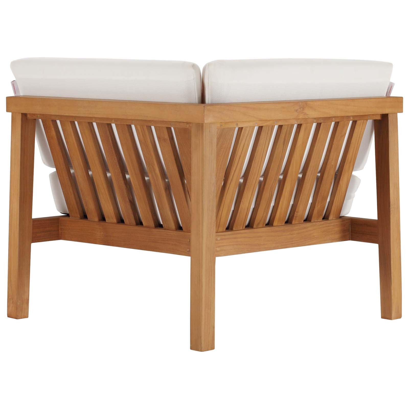 Modway Outdoor Chairs - Bayport Outdoor Patio Teak Wood Corner Chair Natural White