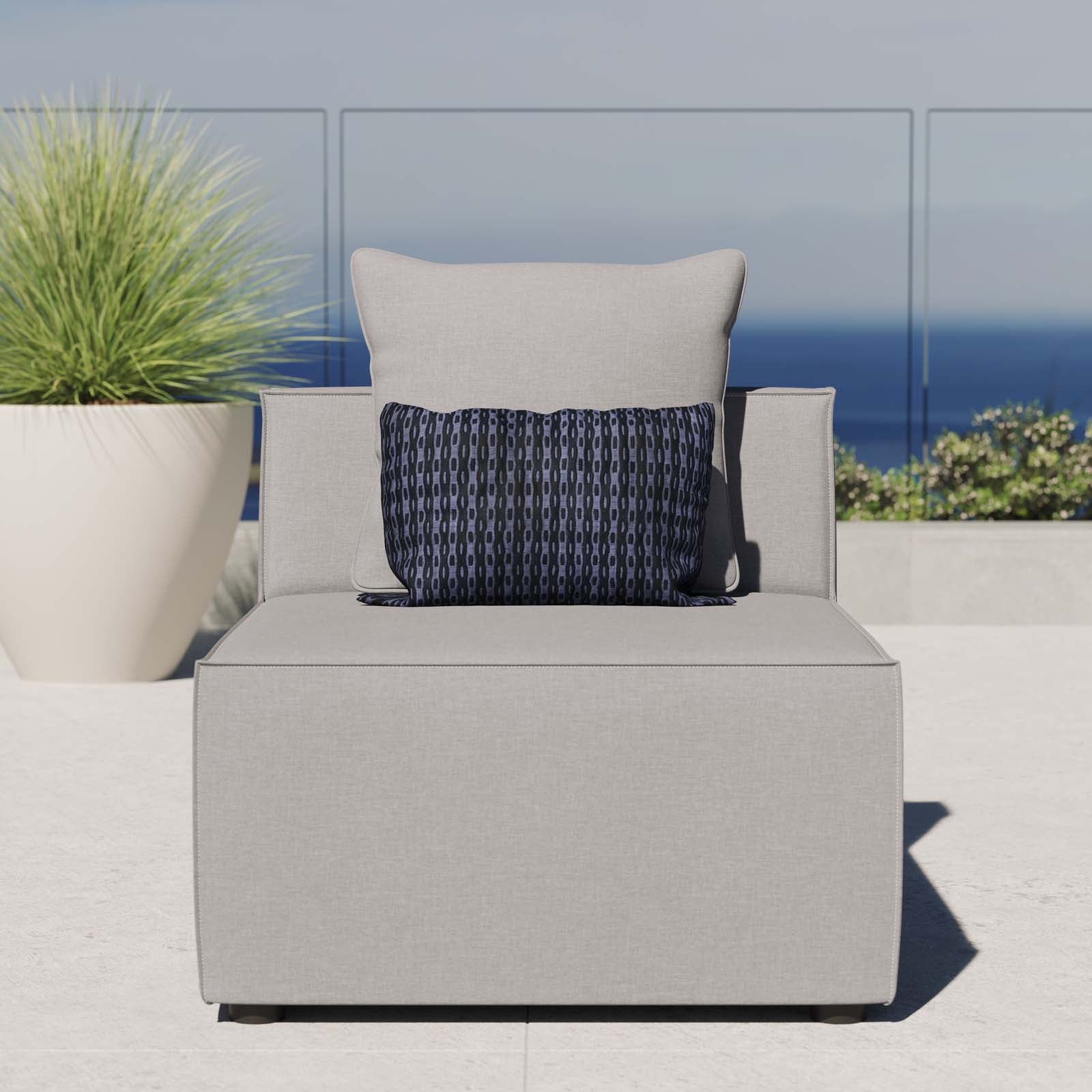 Modway Outdoor Chairs - Saybrook Outdoor Patio Upholstered Sectional Sofa Armless Chair Gray