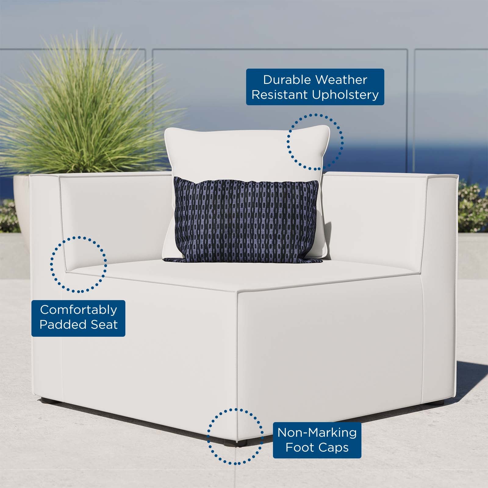 Modway Outdoor Chairs - Saybrook Outdoor Patio Upholstered Sectional Sofa Corner Chair White