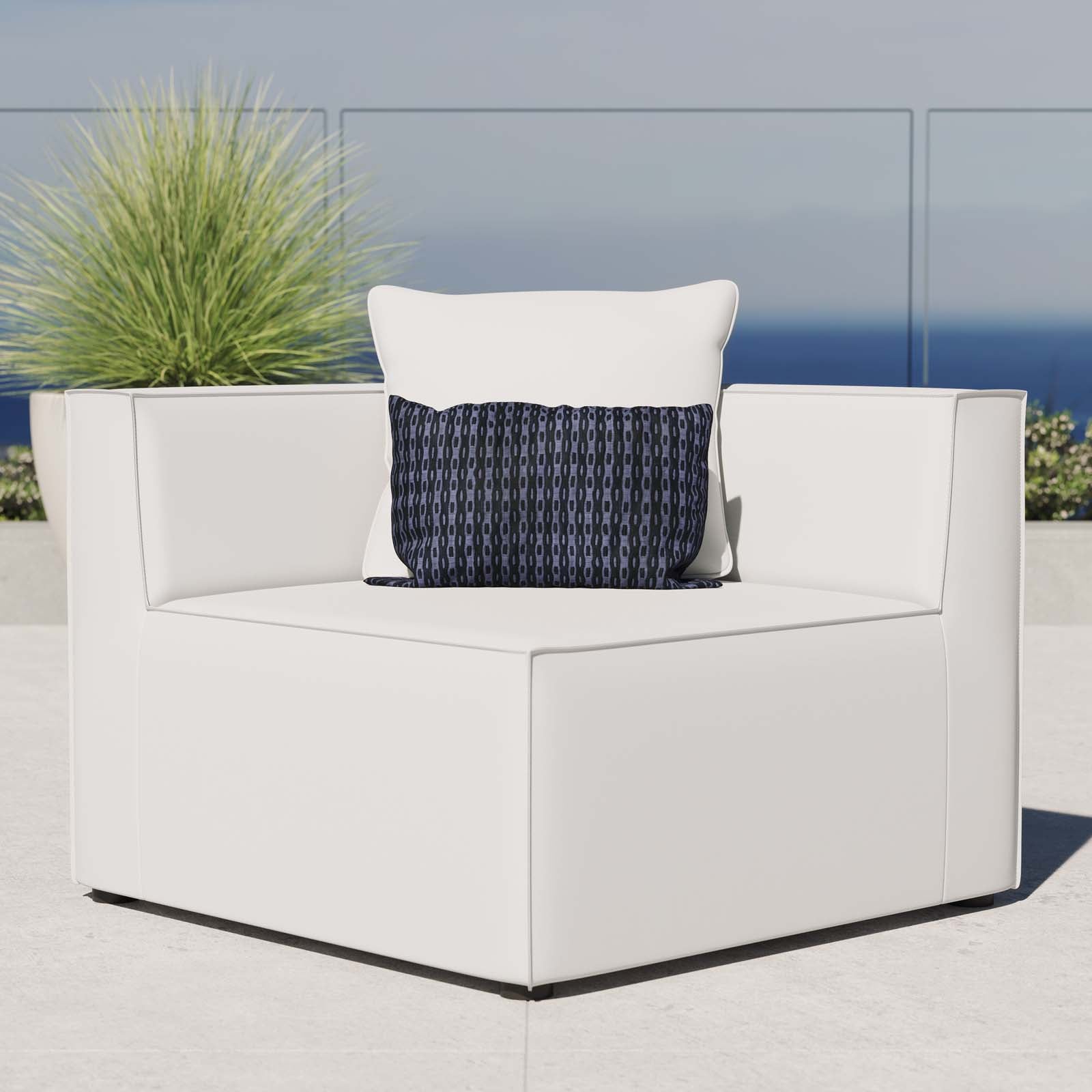 Modway Outdoor Chairs - Saybrook Outdoor Patio Upholstered Sectional Sofa Corner Chair White