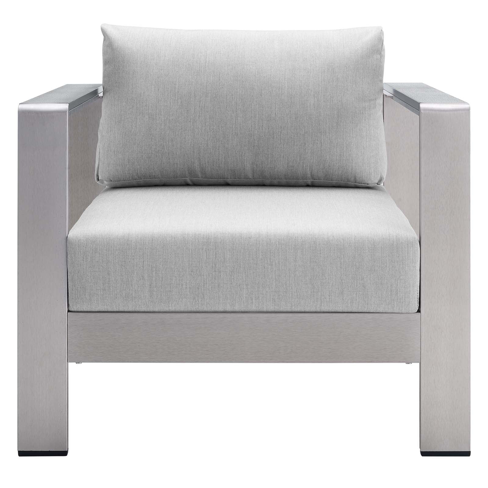 Modway Outdoor Chairs - Shore Sunbrella Fabric Aluminum Outdoor Patio Armchair Silver Gray
