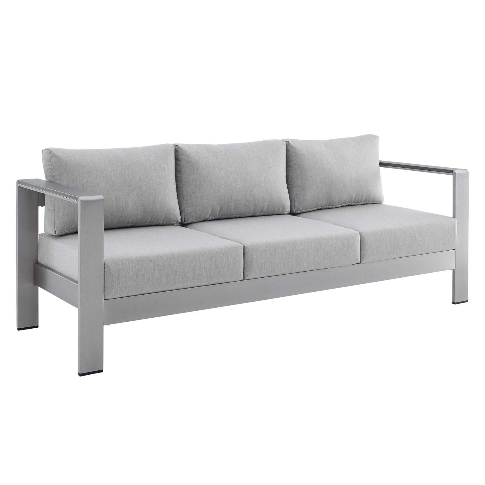 Modway Outdoor Sofas - Shore Sunbrella Fabric Aluminum Outdoor Patio Sofa Silver Gray