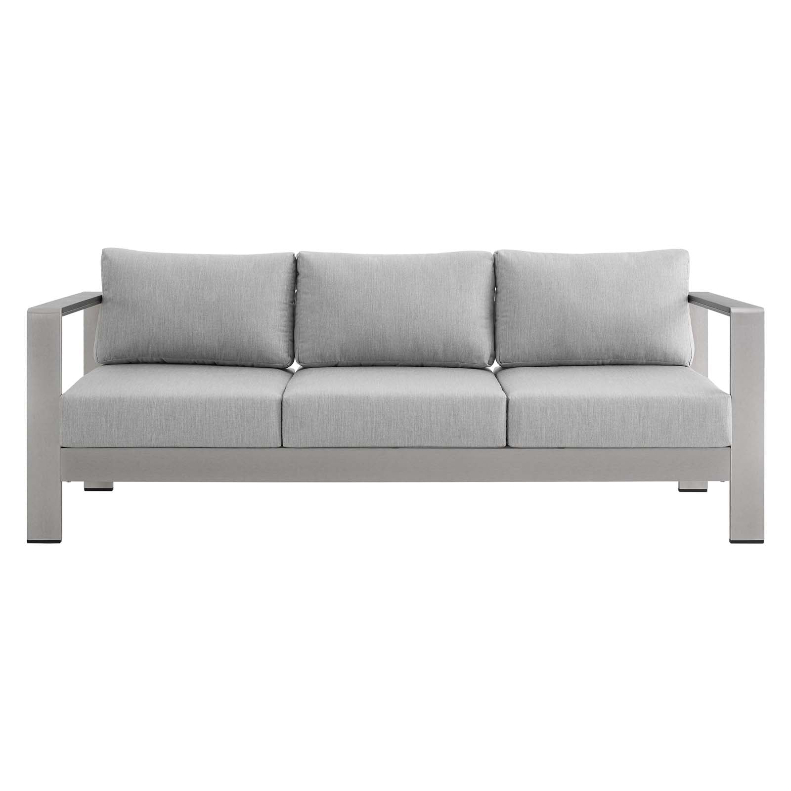 Modway Outdoor Sofas - Shore Sunbrella Fabric Aluminum Outdoor Patio Sofa Silver Gray