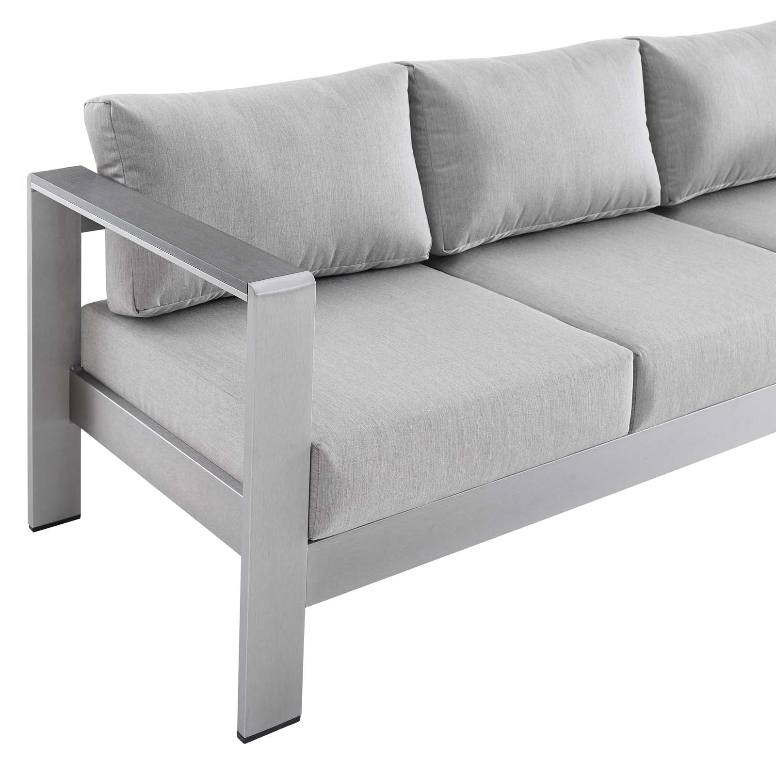 Modway Outdoor Sofas - Shore Sunbrella Fabric Aluminum Outdoor Patio Sofa Silver Gray