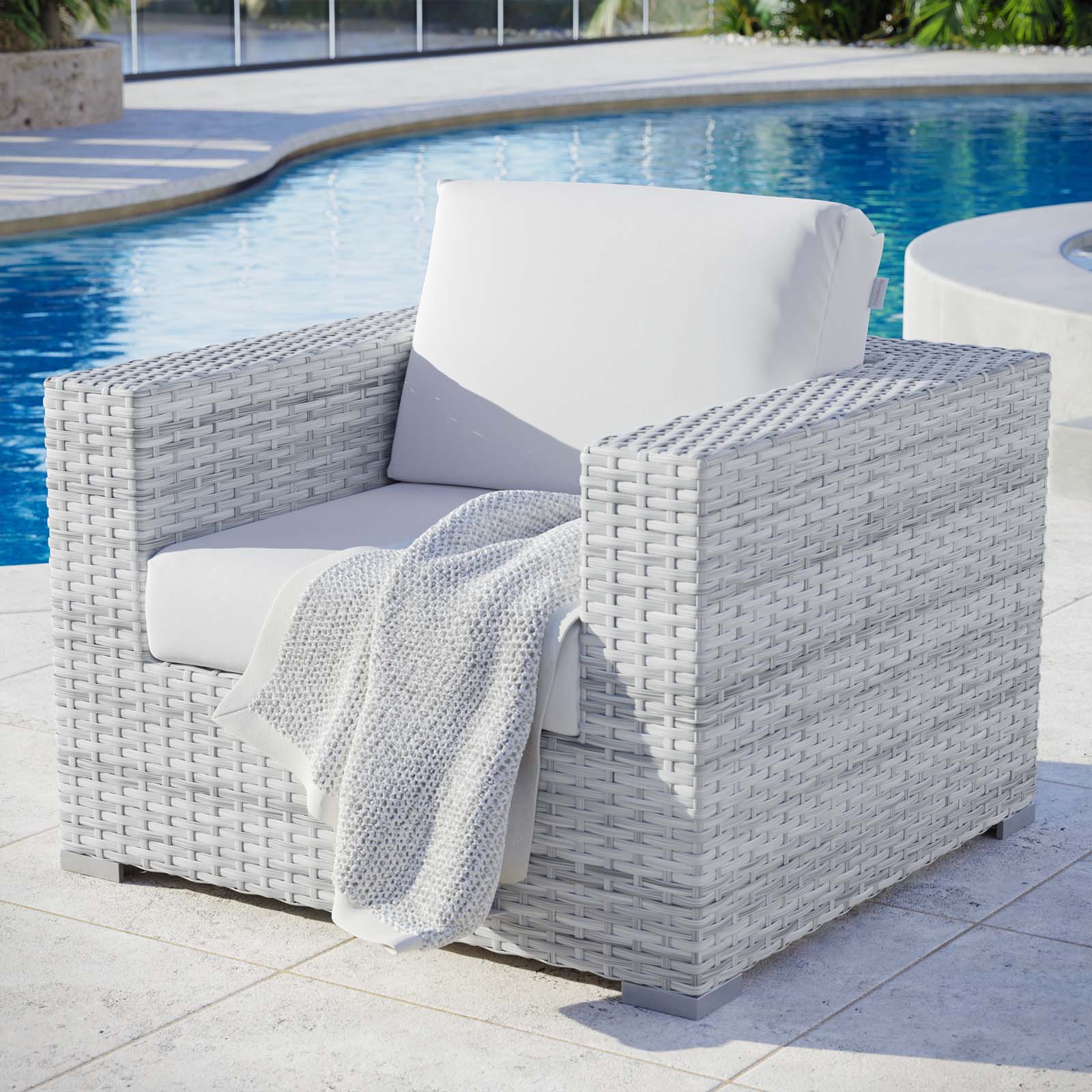 Modway Outdoor Chairs - Convene Outdoor Patio Armchair Light Gray White