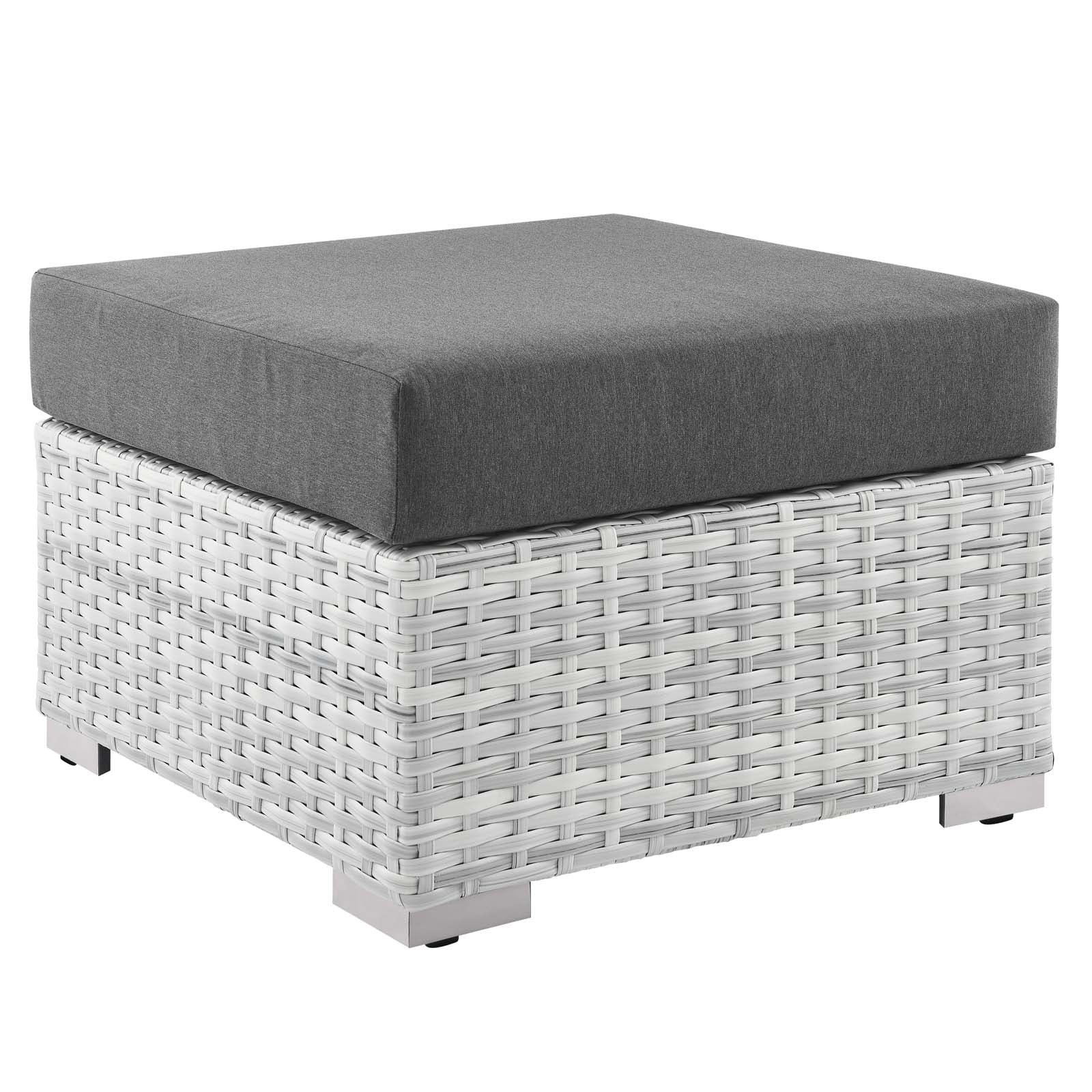 Modway Outdoor Ottomans - Convene Outdoor Patio Ottoman Light Gray Charcoal