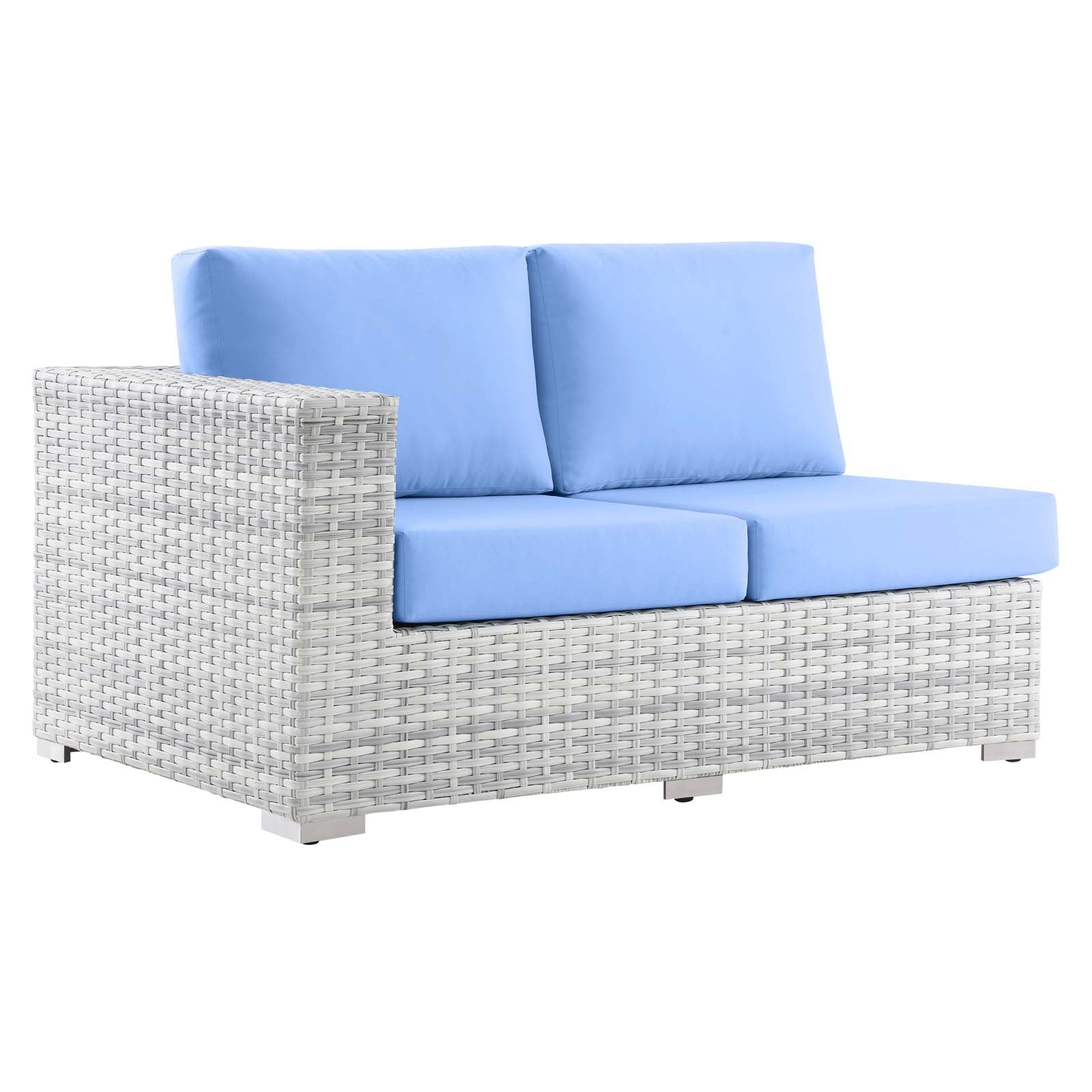 Modway Outdoor Sofas - Convene Outdoor Patio Left-Arm Loveseat Light Gray Light Blue