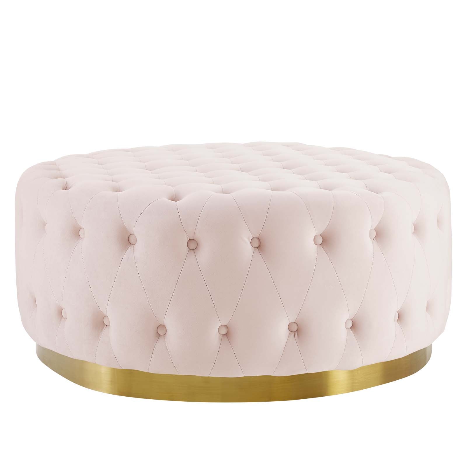 Modway Ottomans & Stools - Ensconce Tufted Performance Velvet Round Ottoman Pink