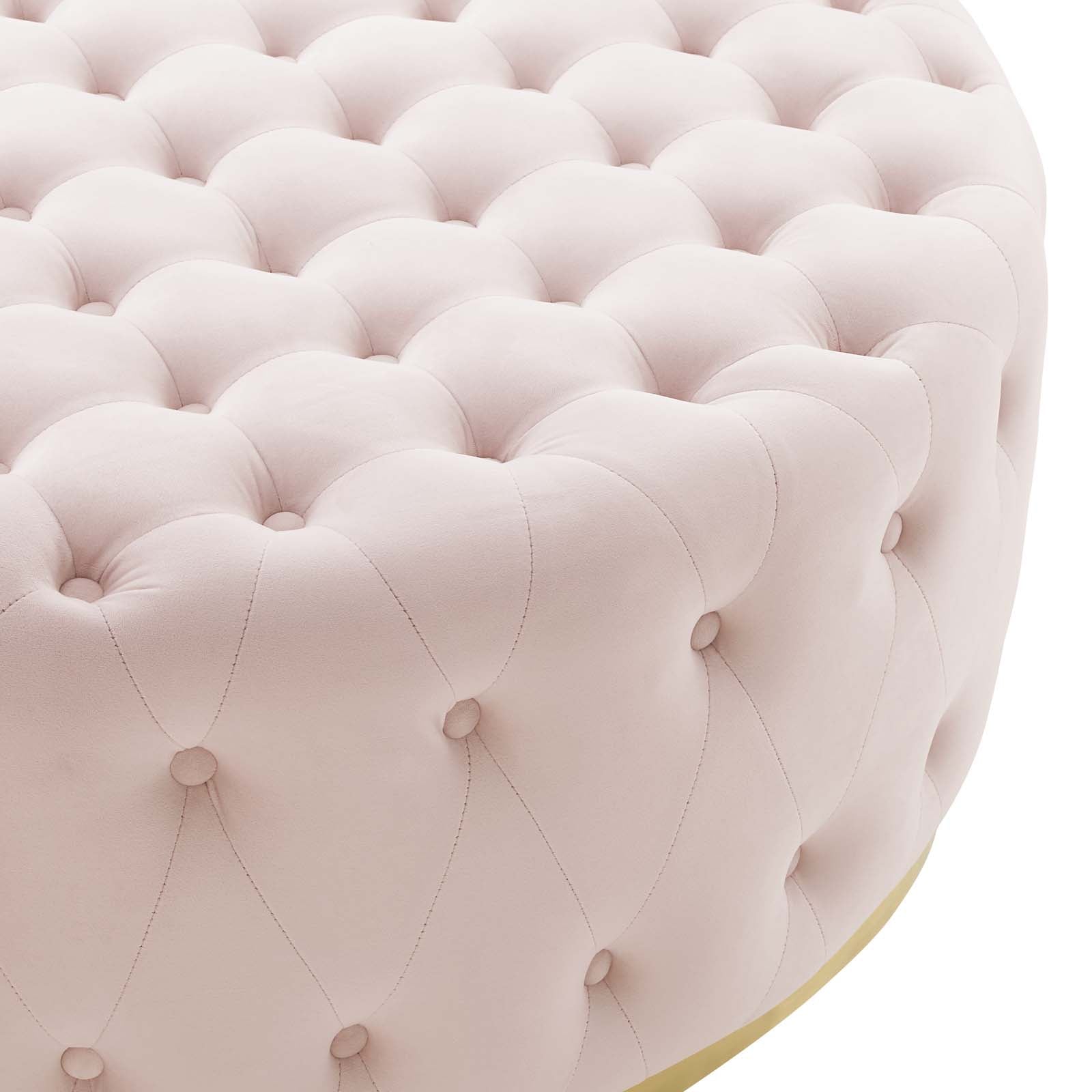 Modway Ottomans & Stools - Ensconce Tufted Performance Velvet Round Ottoman Pink