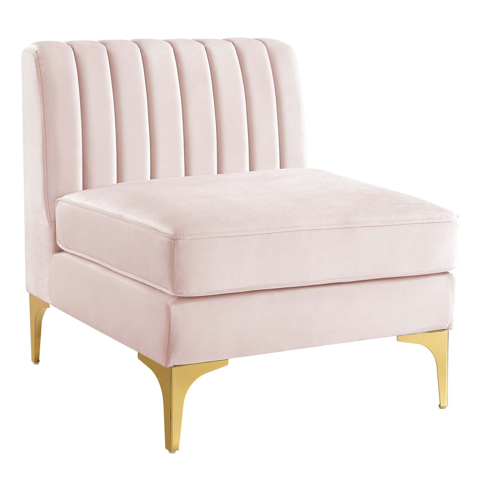 Modway Sectional Sofas - Triumph Channel Tufted Performance Velvet 5-Piece Sectional Sofa Pink