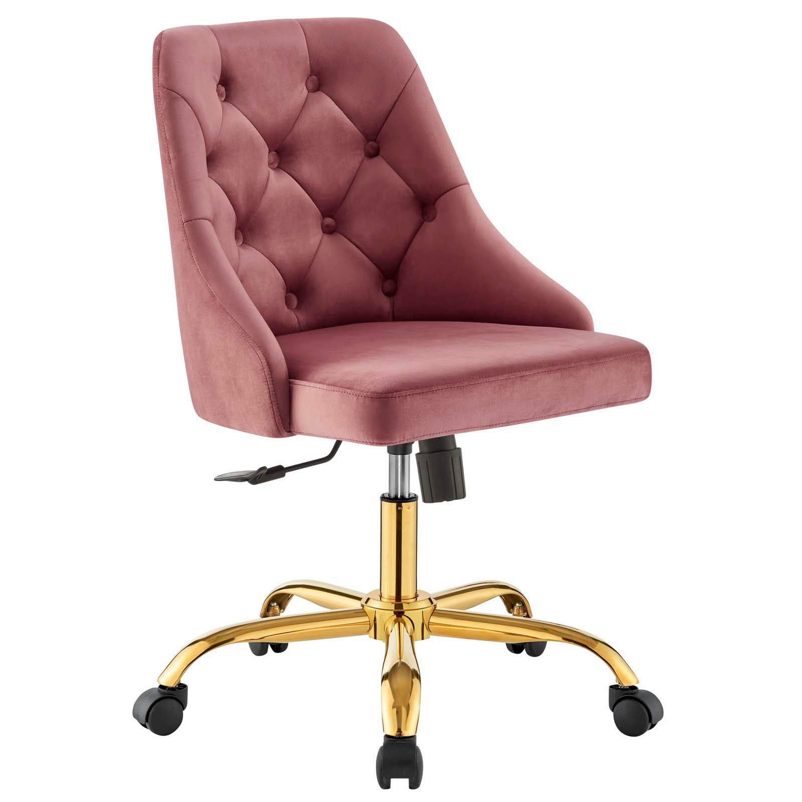 Modway Task Chairs - Distinct Tufted Swivel Performance Velvet Office Chair Gold Dusty Rose