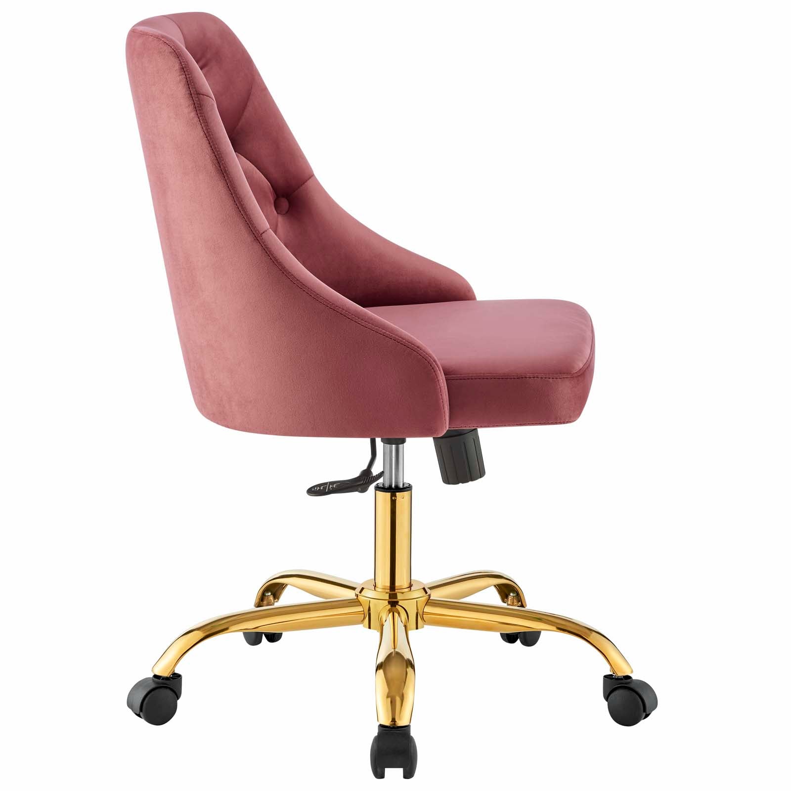 Modway Task Chairs - Distinct Tufted Swivel Performance Velvet Office Chair Gold Dusty Rose