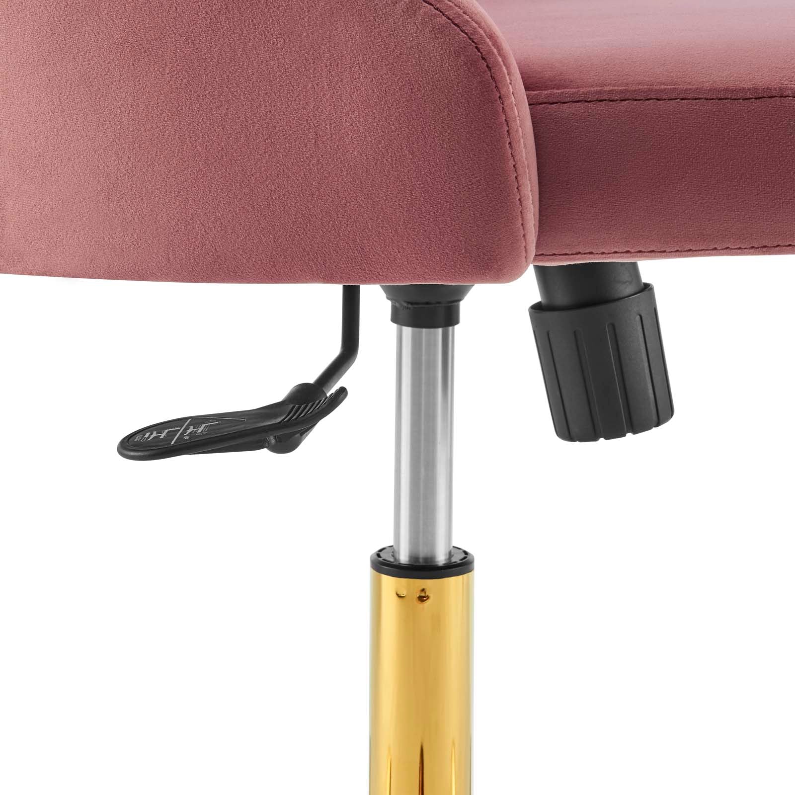 Modway Task Chairs - Distinct Tufted Swivel Performance Velvet Office Chair Gold Dusty Rose