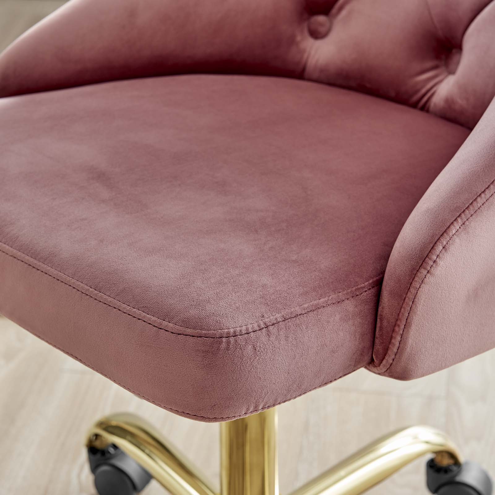 Modway Task Chairs - Distinct Tufted Swivel Performance Velvet Office Chair Gold Dusty Rose