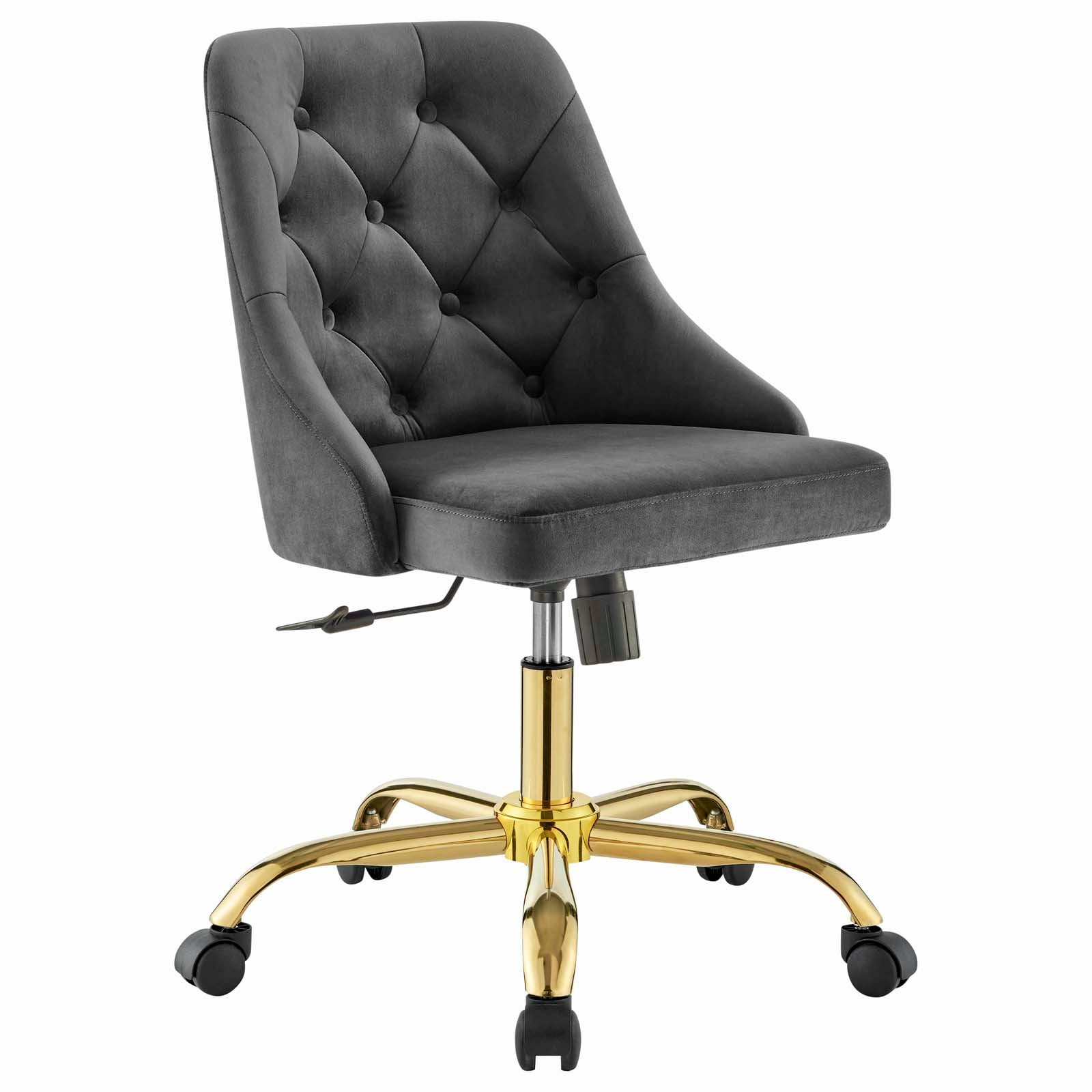 Modway Task Chairs - Distinct Tufted Swivel Performance Velvet Office Chair Gold Gray