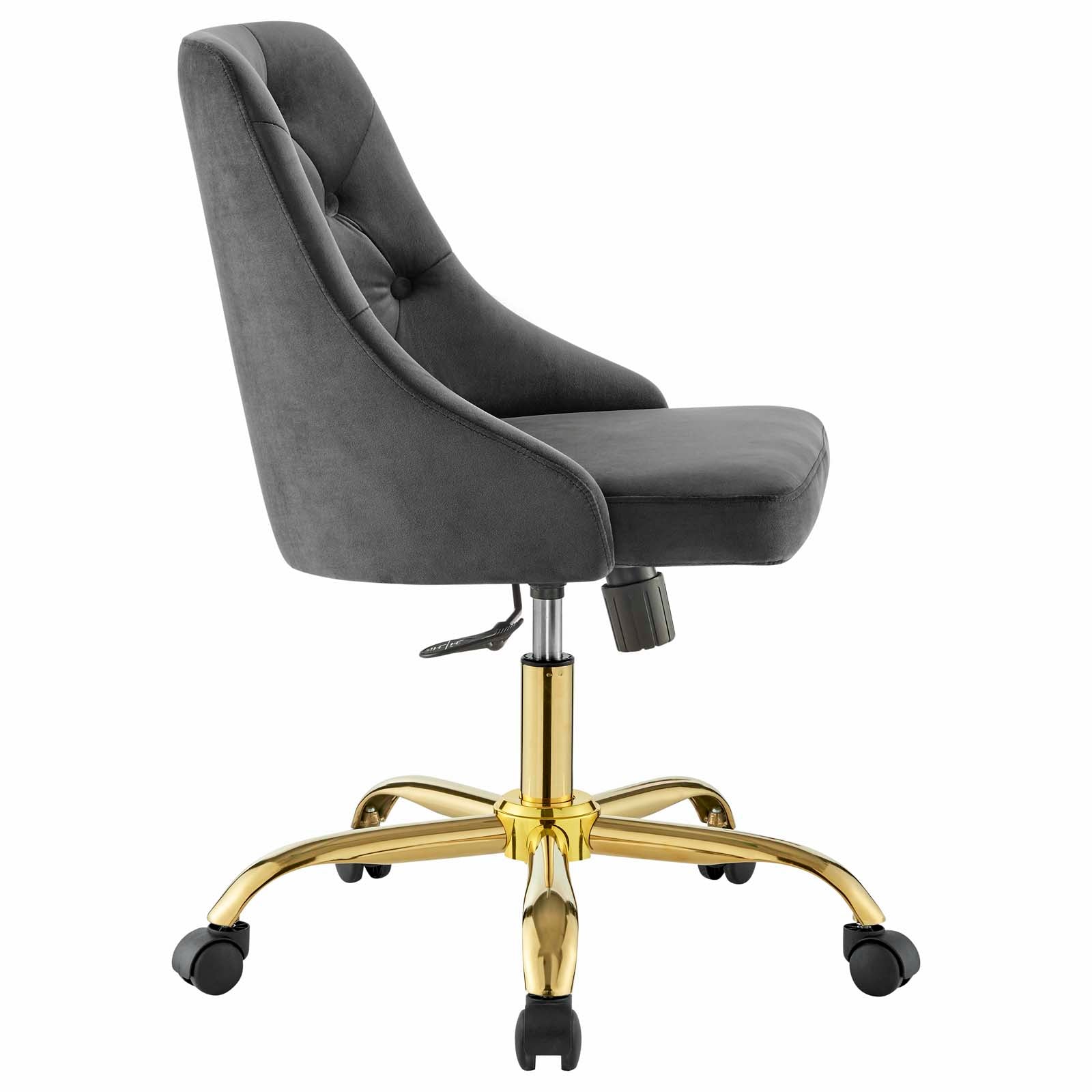 Modway Task Chairs - Distinct Tufted Swivel Performance Velvet Office Chair Gold Gray