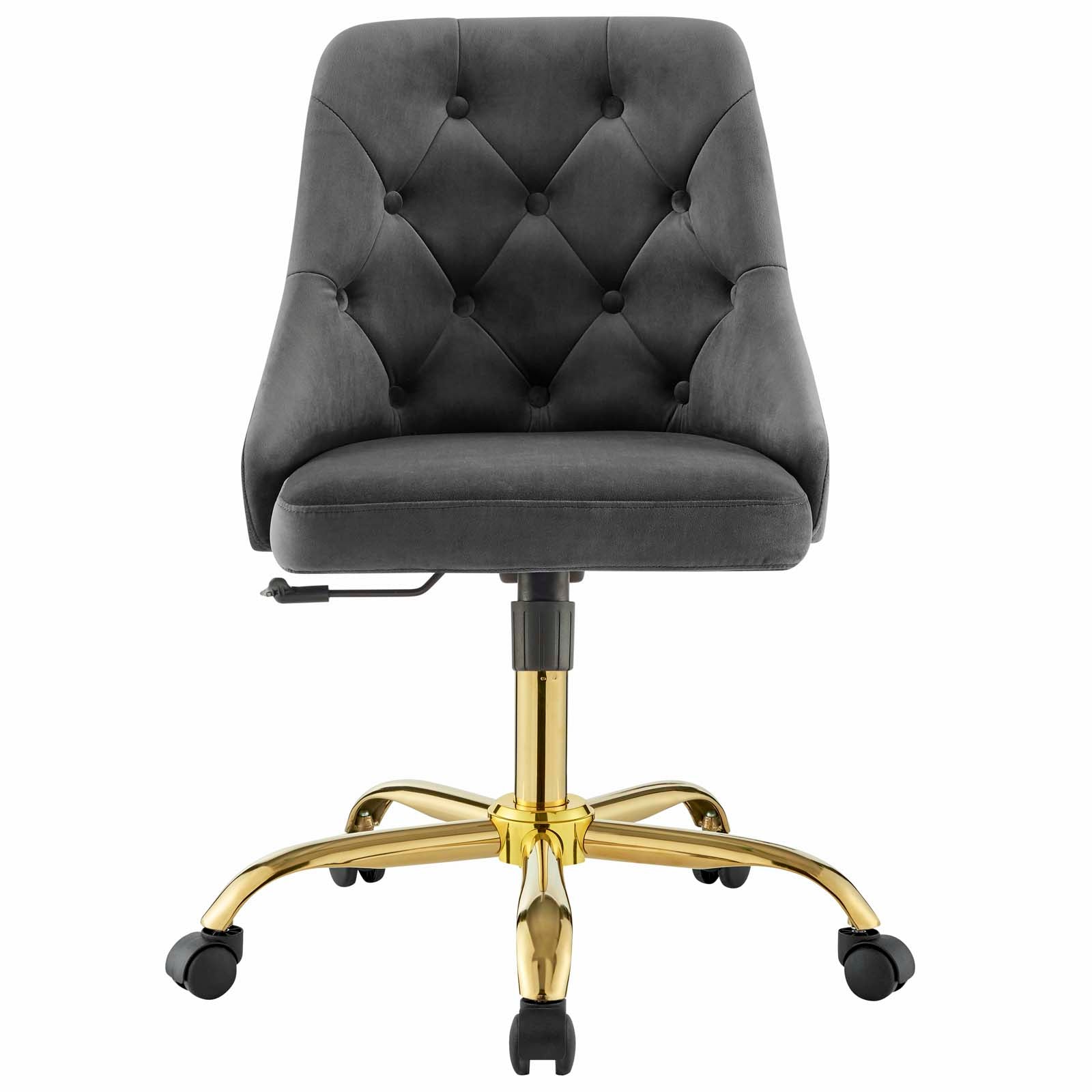 Modway Task Chairs - Distinct Tufted Swivel Performance Velvet Office Chair Gold Gray